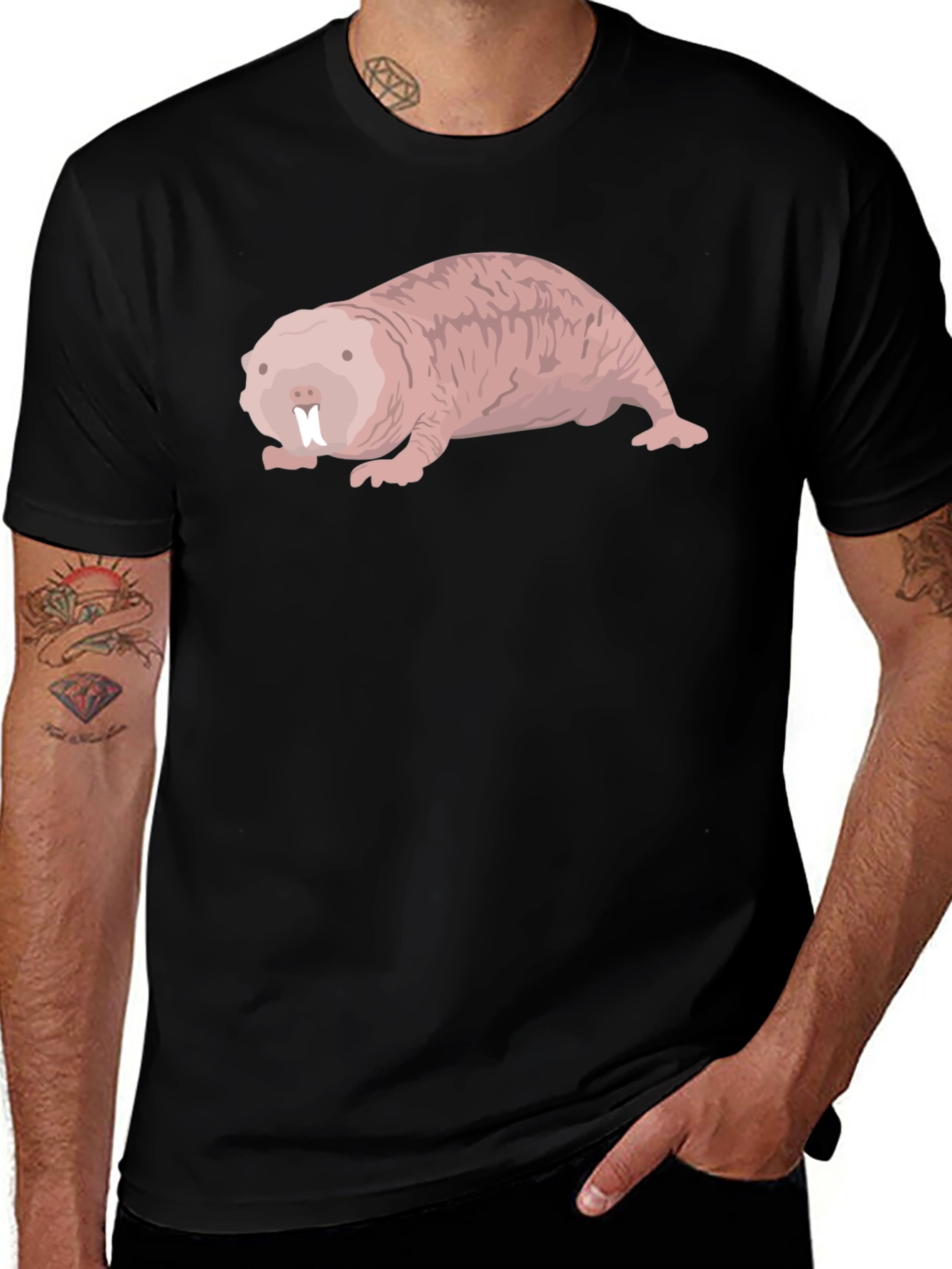 Naked Mole Rat Black T-Shirt - Unusual Rodent Tee