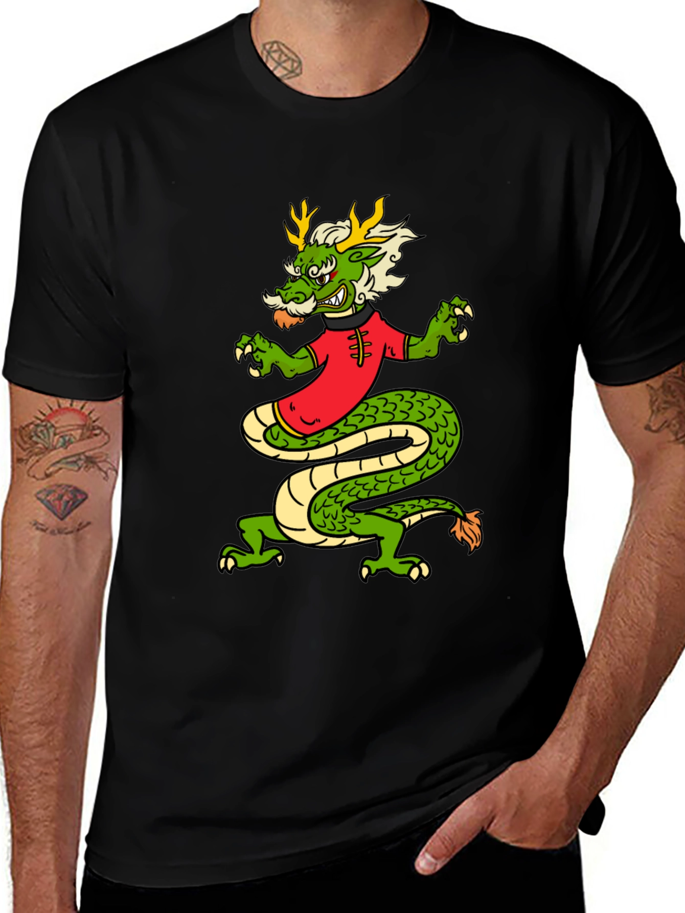 Variant 17 of Dragon Graphic Tee - Men's Short Sleeve Black T-Shirt