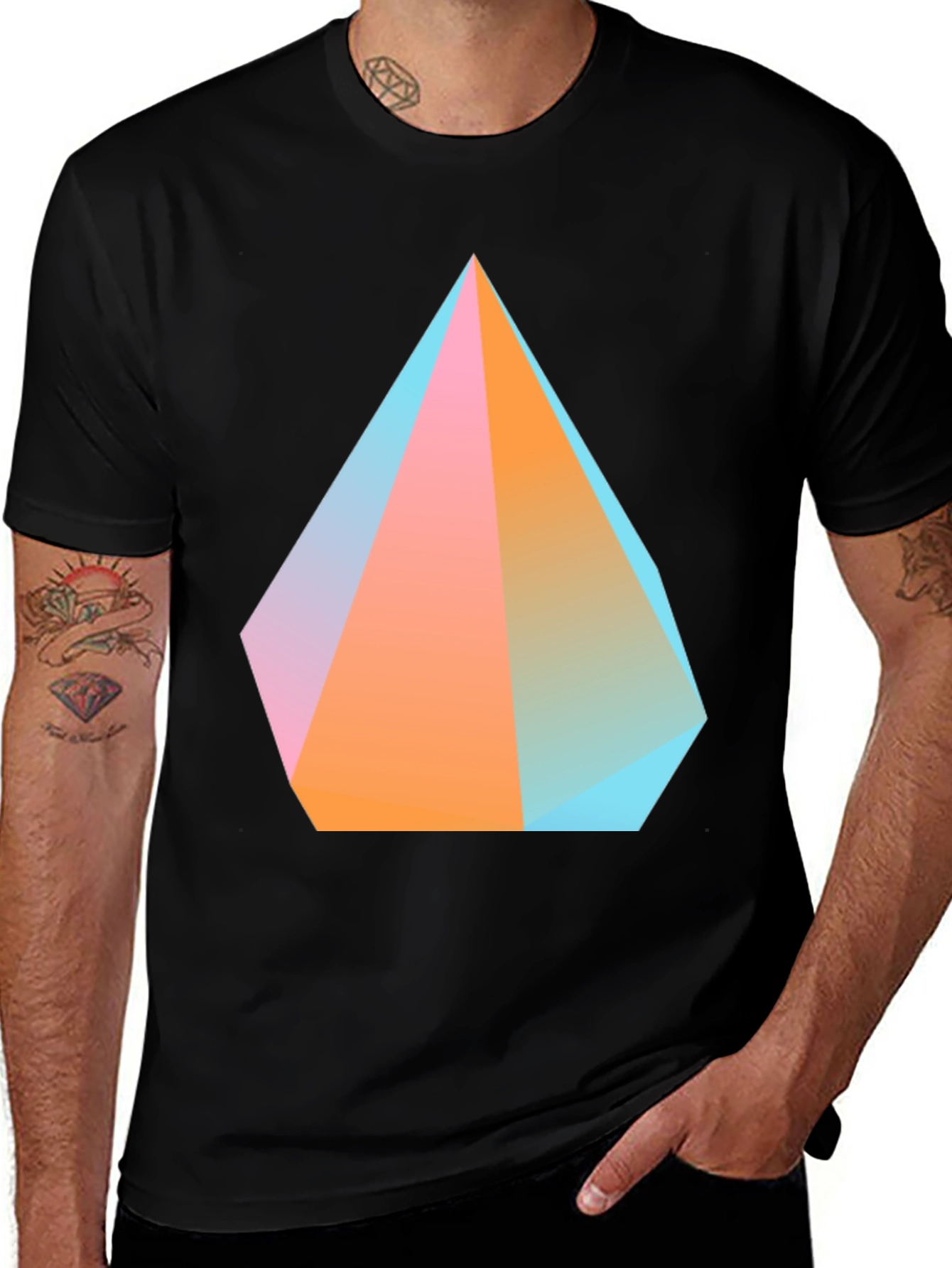 Variant 11 of Geometric Prism Graphic Black T-Shirt
