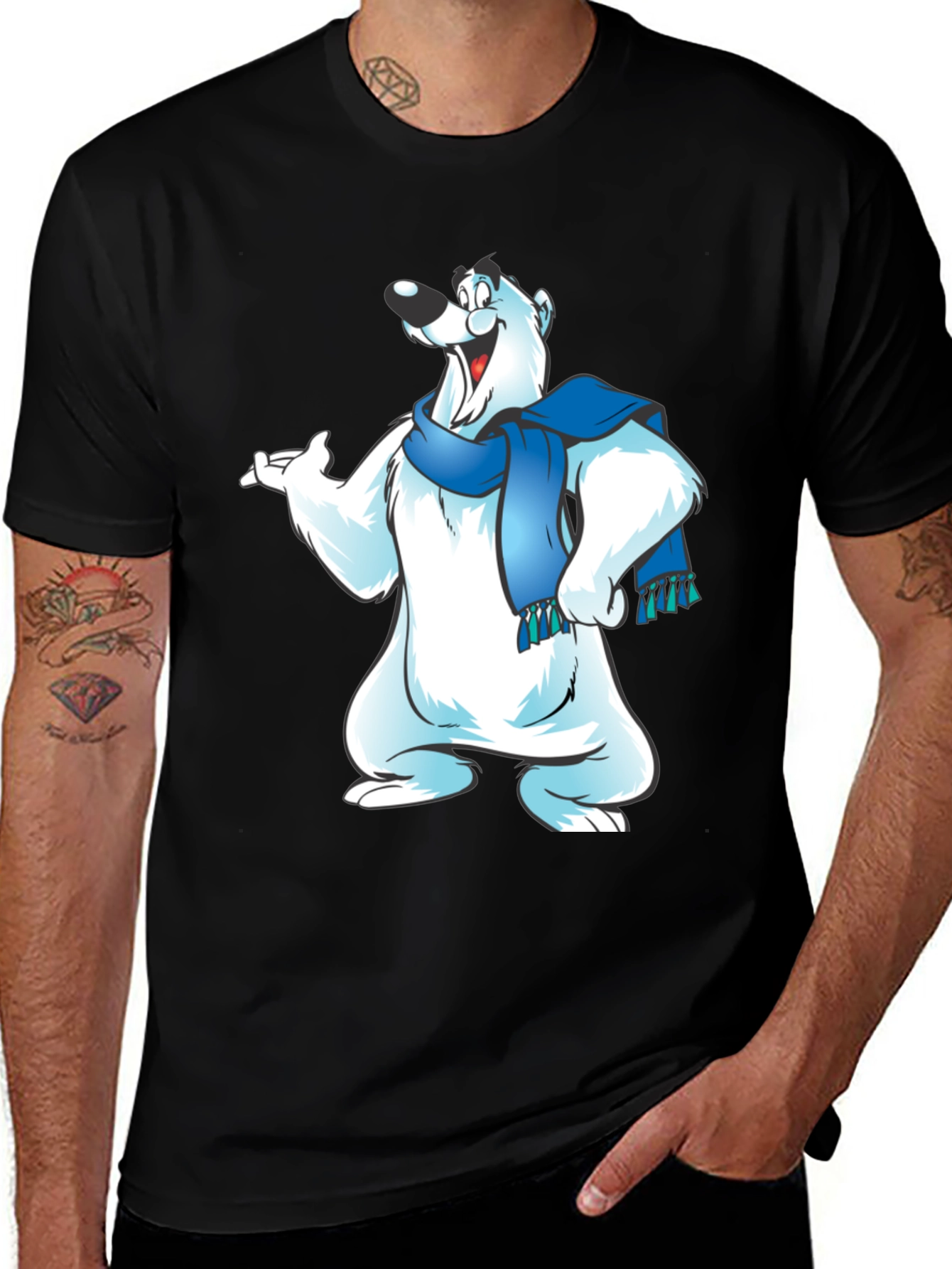 Variant 27 of Cool Bear Graphic Tee - Black Cotton Blend