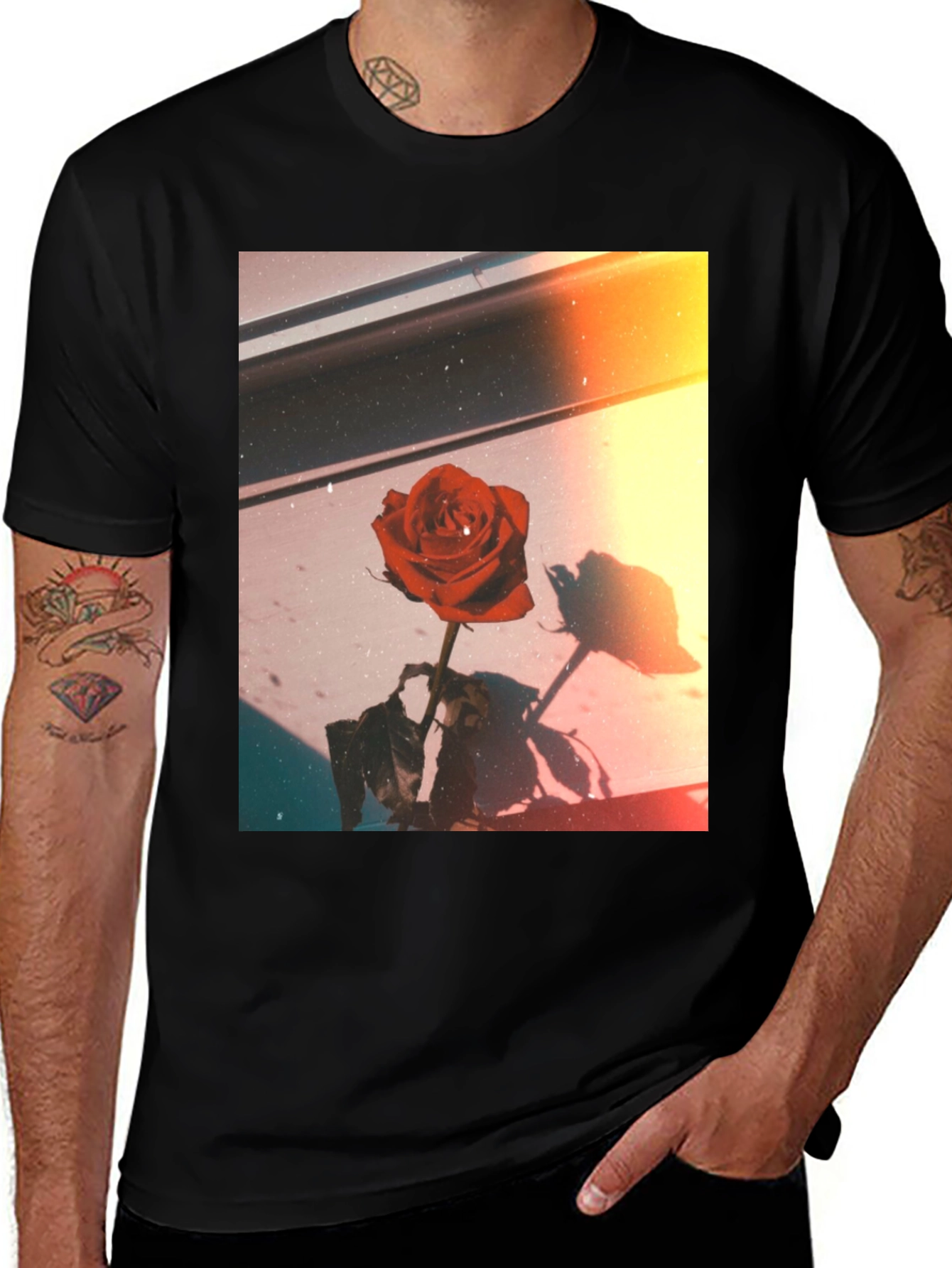 Variant 9 of Red Rose Graphic Tee - Trendy Unisex Shirt