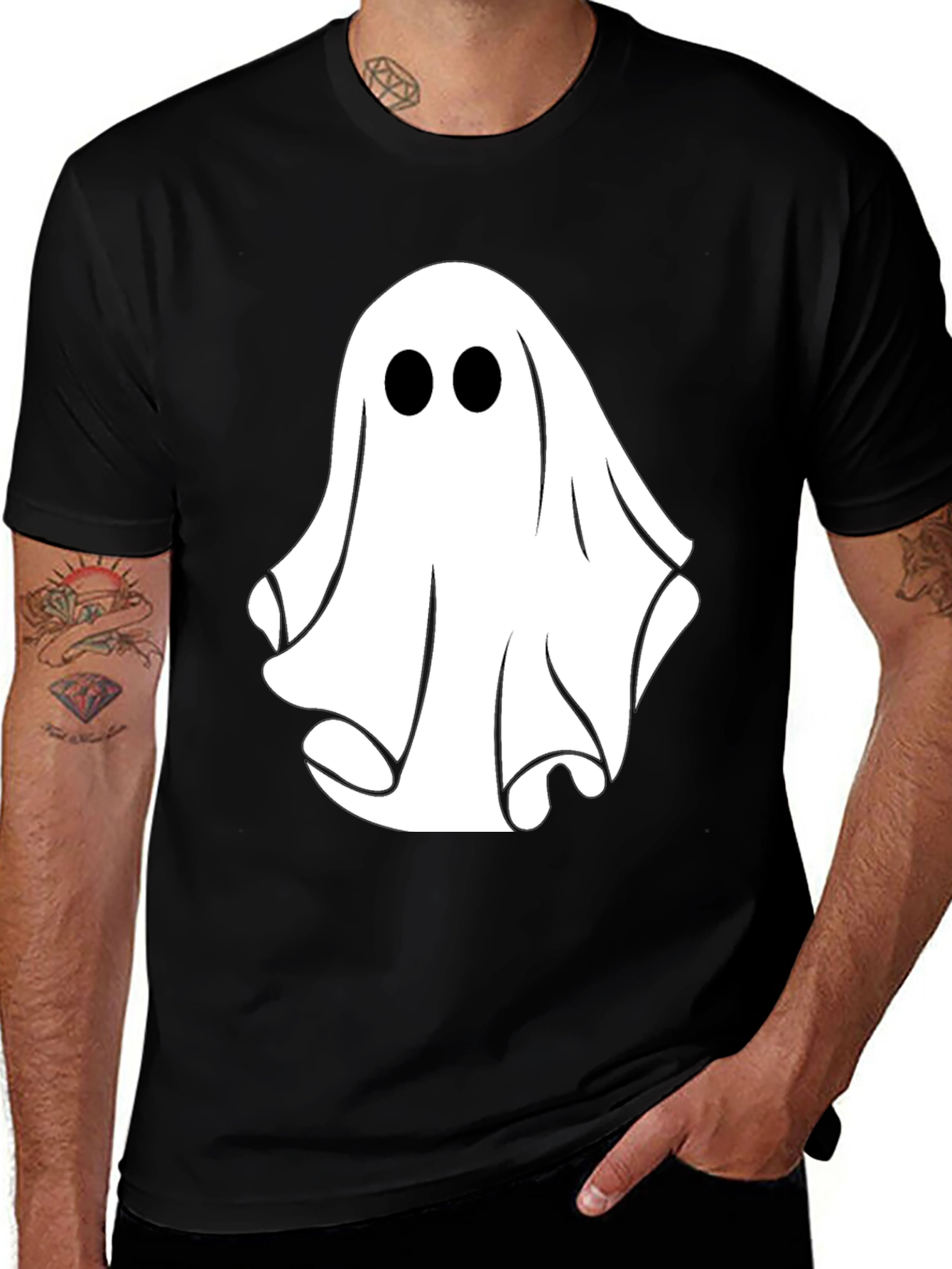 Variant 29 of Ghost Graphic Black T-Shirt - Spooky Season Tee