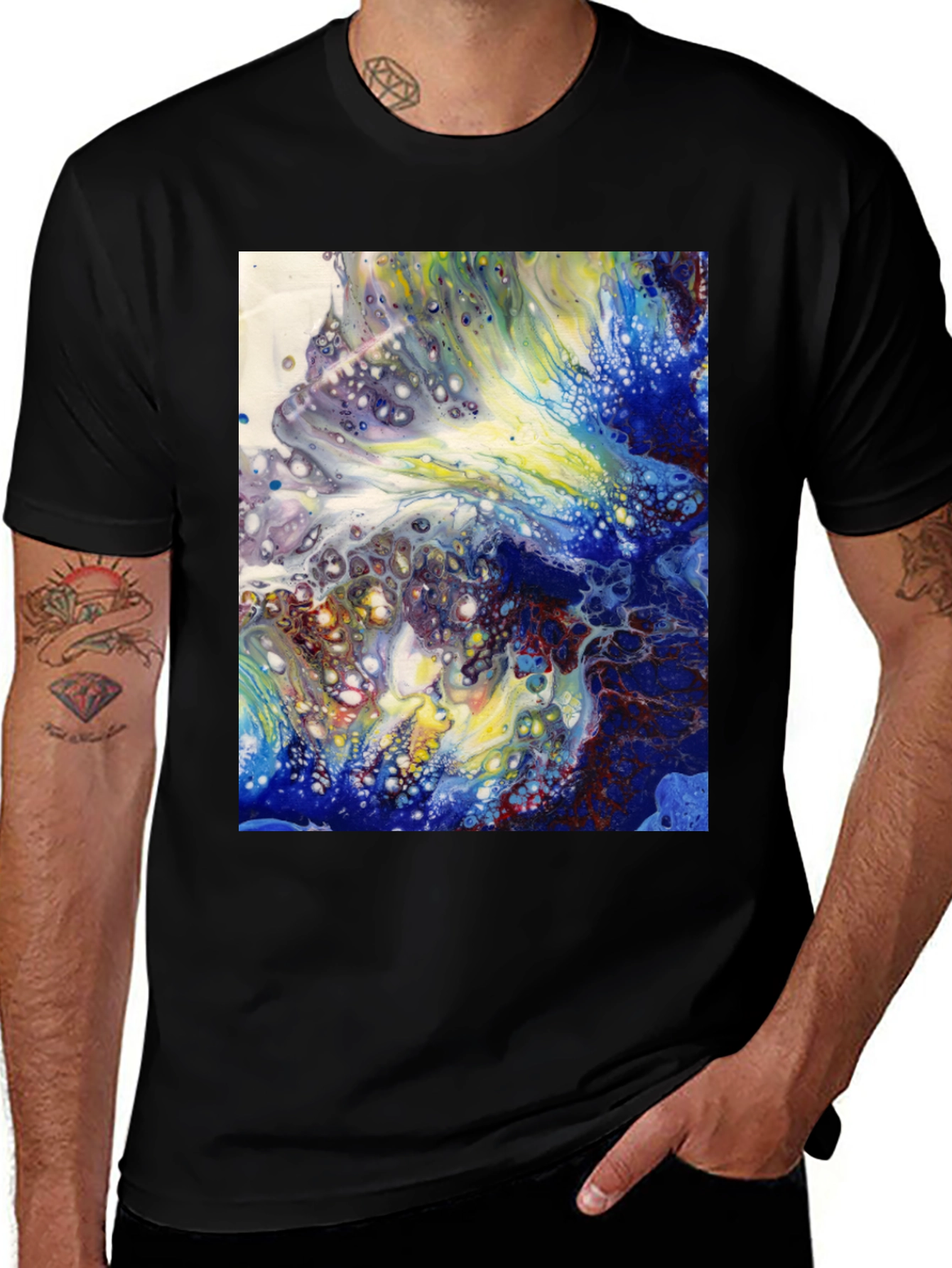 Variant 22 of Abstract Fluid Art Print Black T-Shirt