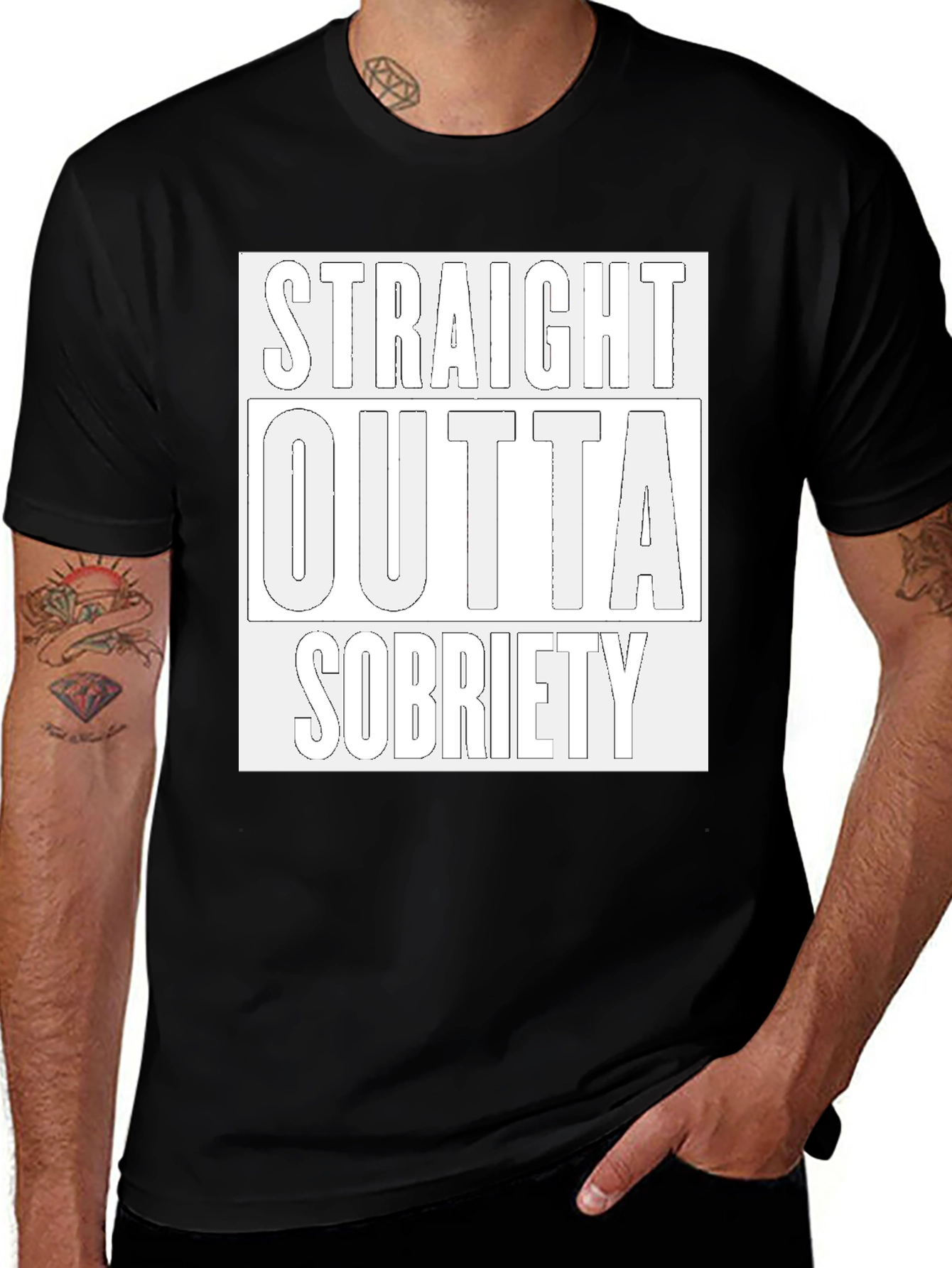 Variant 22 of Straight Outta Sobriety Black T-Shirt
