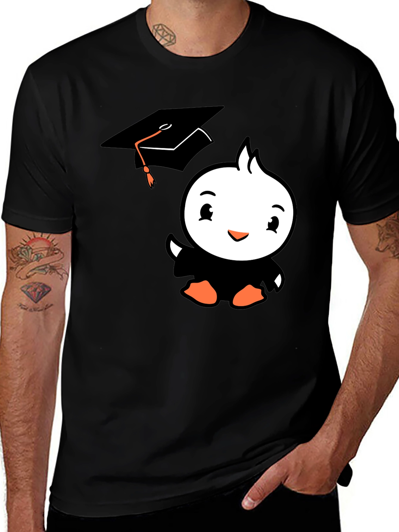 Cute Graduate Duckling Black T-Shirt