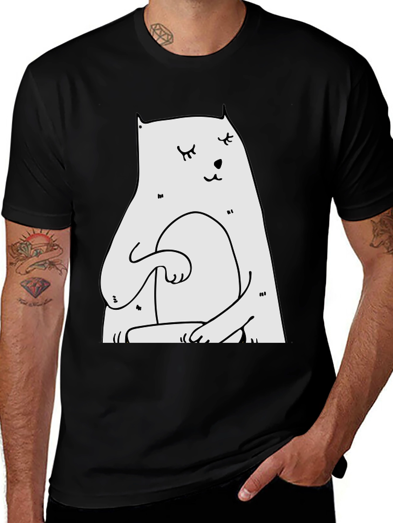 Variant 19 of Meditating Cat Graphic T-Shirt - Black