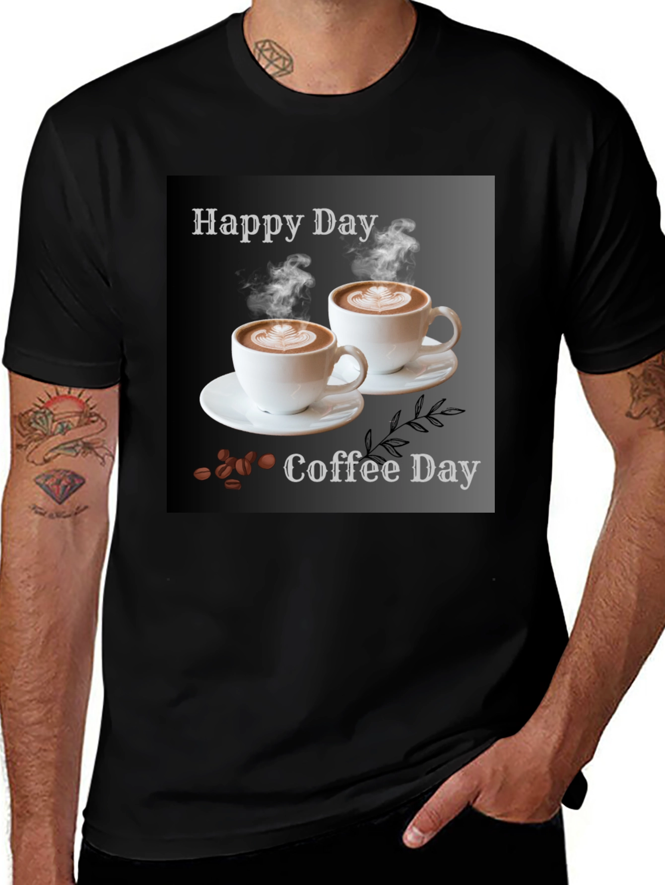 Variant 12 of Happy Coffee Day T-Shirt - Black