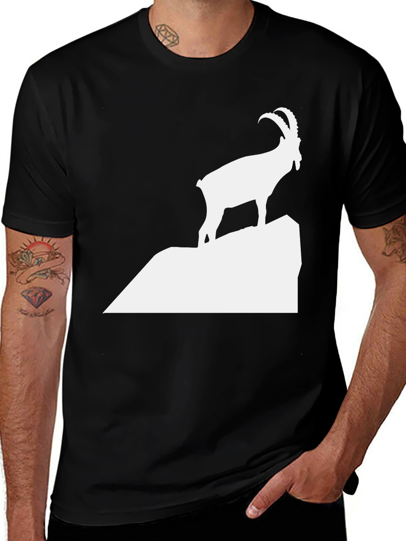 Ibex Mountain Graphic Tee - Cool Animal Silhouette T-Shirt