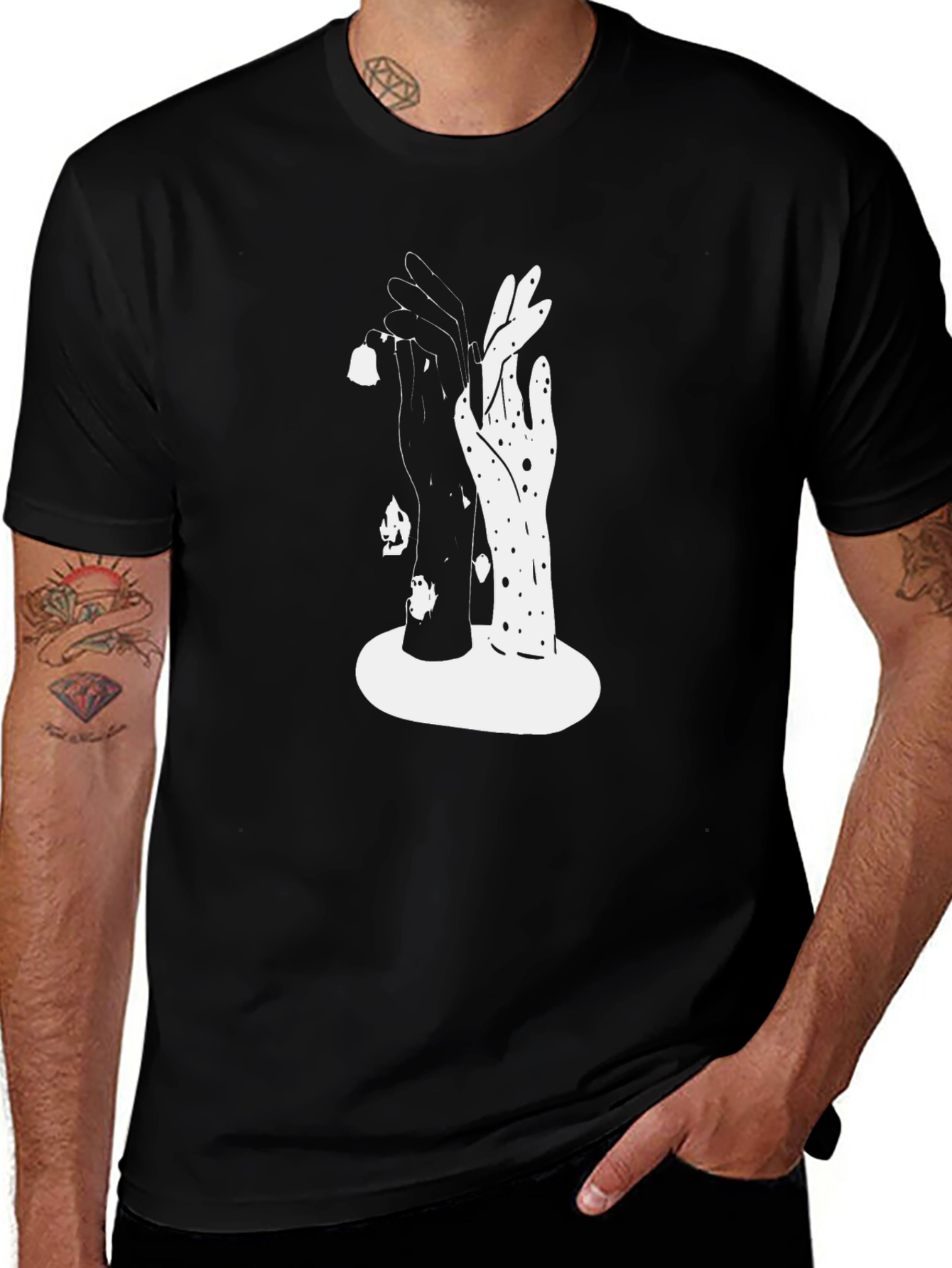 Variant 11 of Yin Yang Hands Graphic Tee - Unisex