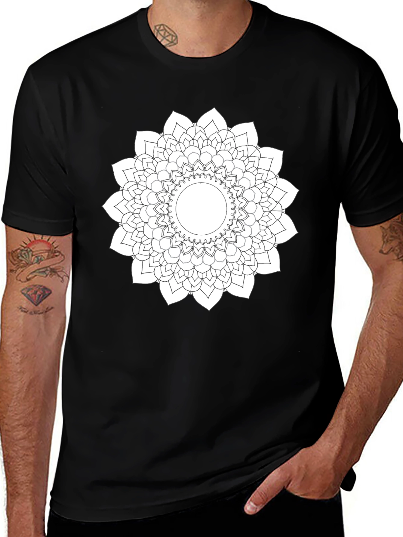 Variant 23 of Mandala Design Black T-Shirt
