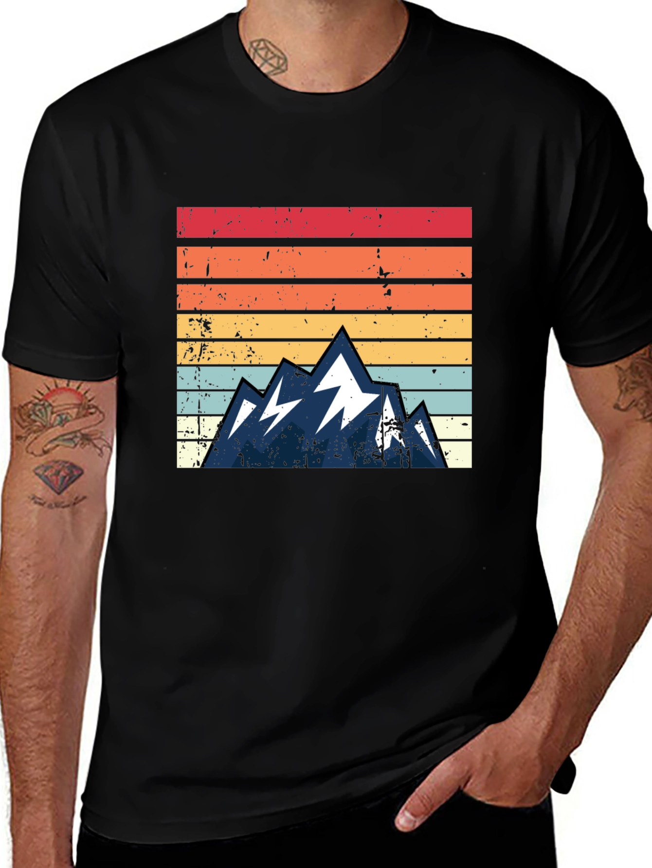 Variant 15 of Retro Mountain Graphic Tee - Black