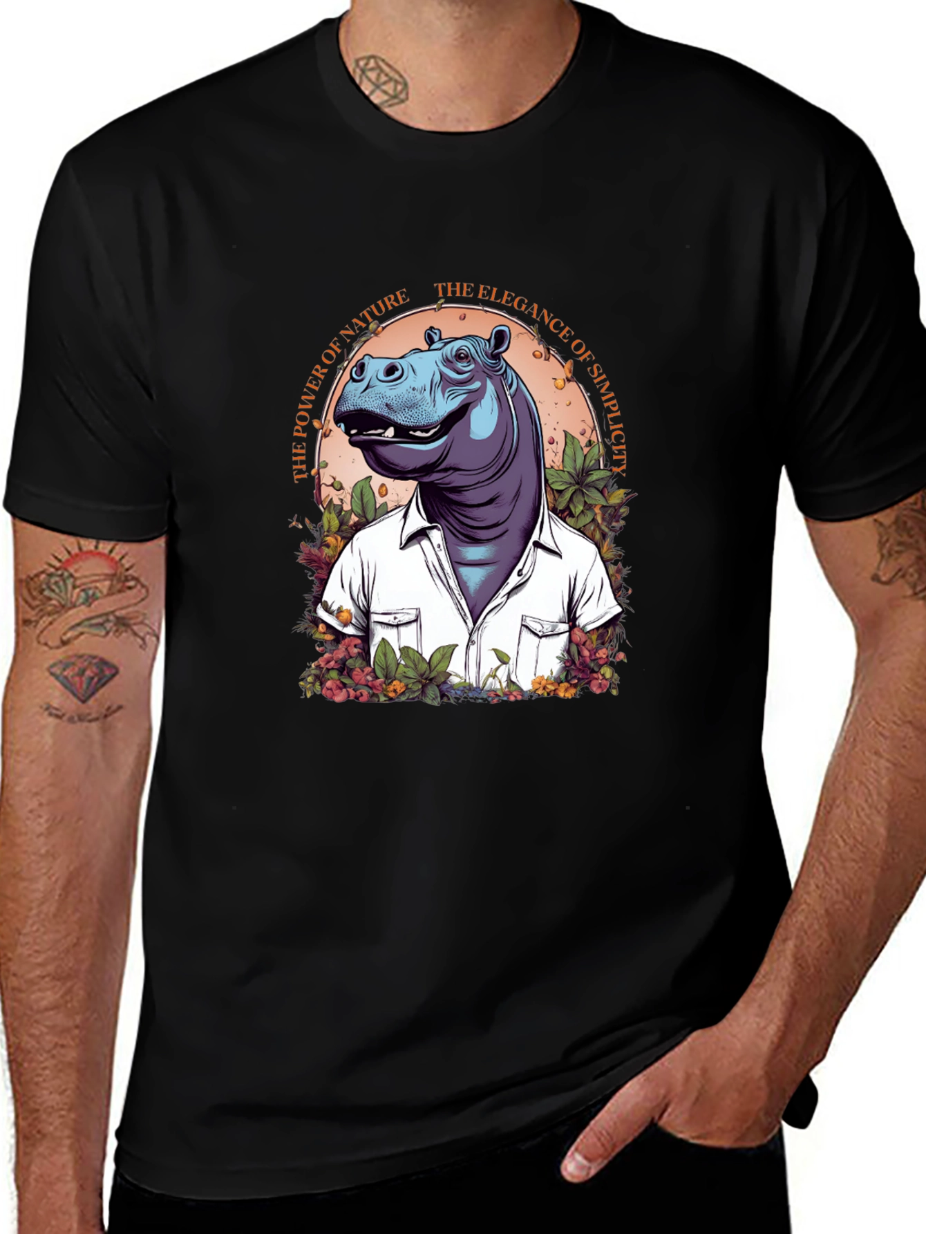 Variant 27 of Hippo in Shirt Graphic T-Shirt