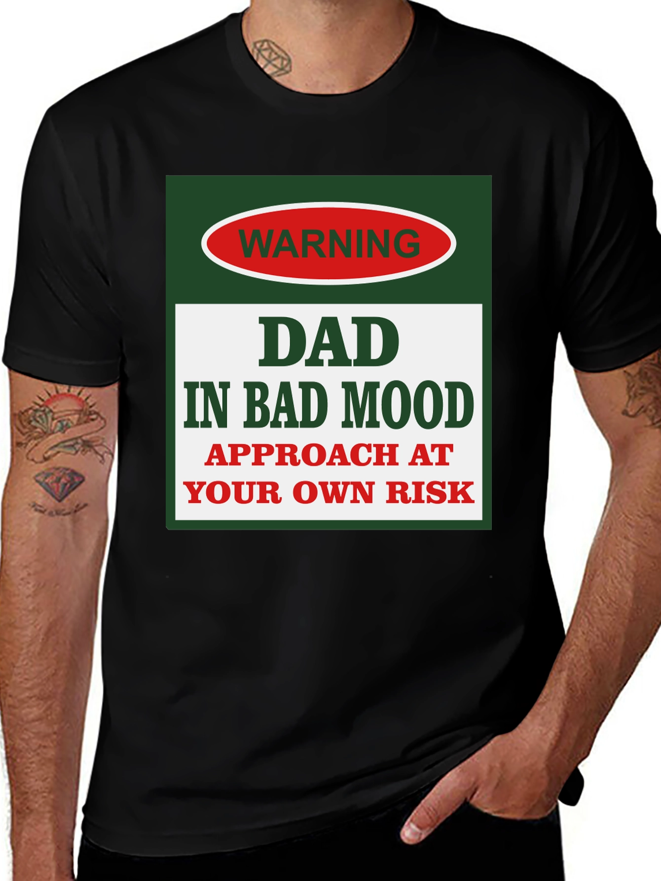 Variant 23 of Dad In Bad Mood Warning Graphic Tee