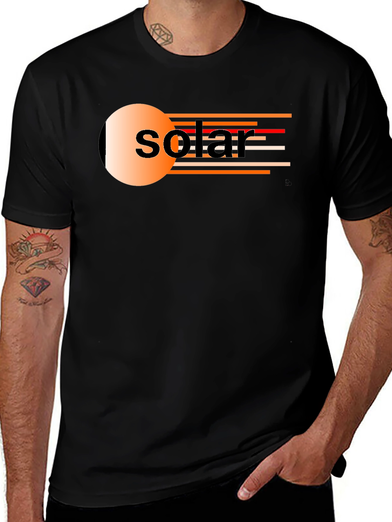 Variant 18 of Solar Graphic Tee - Black Cotton Blend Casual Wear