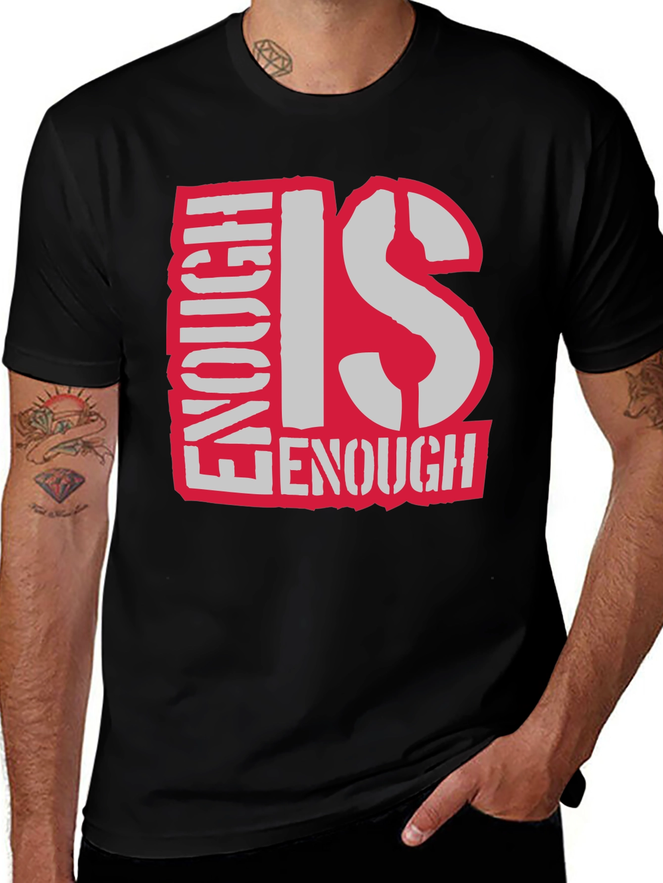 Variant 12 of Enough Is Enough Graphic T-Shirt - Black Cotton
