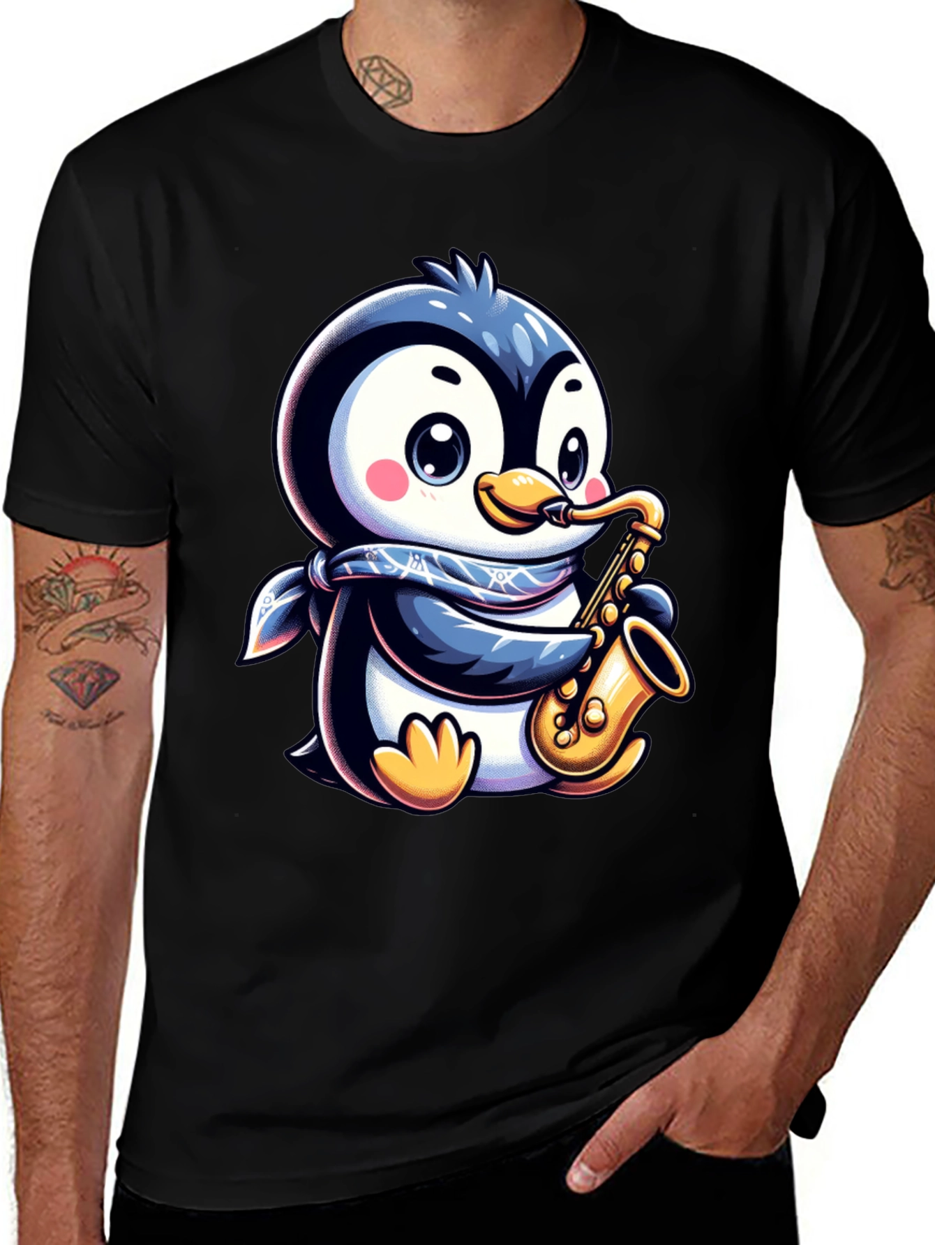 Variant 27 of Penguin Sax Player T-Shirt - Unique Graphic Tee