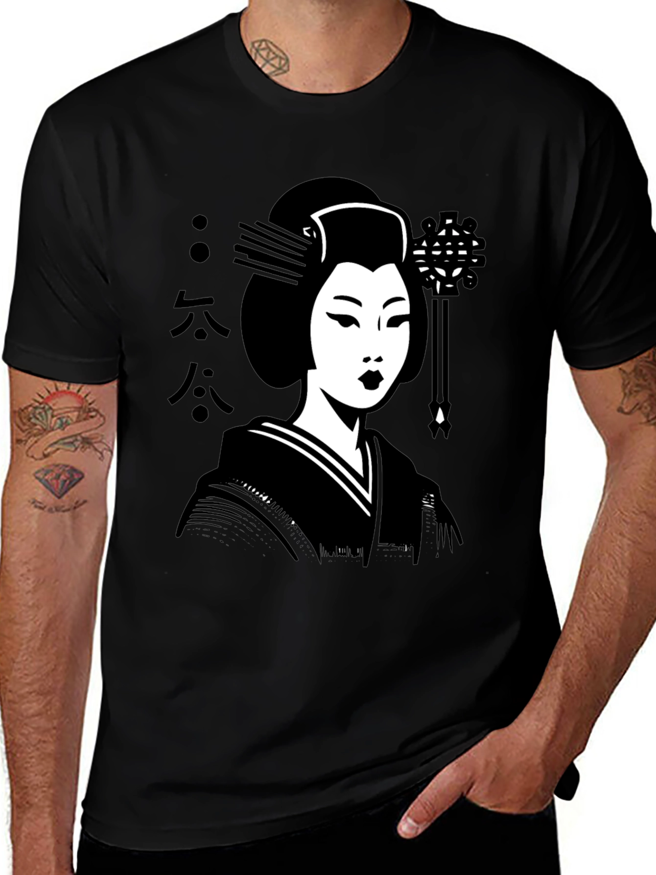 Variant 12 of Geisha Graphic Tee - Black Cotton T-Shirt