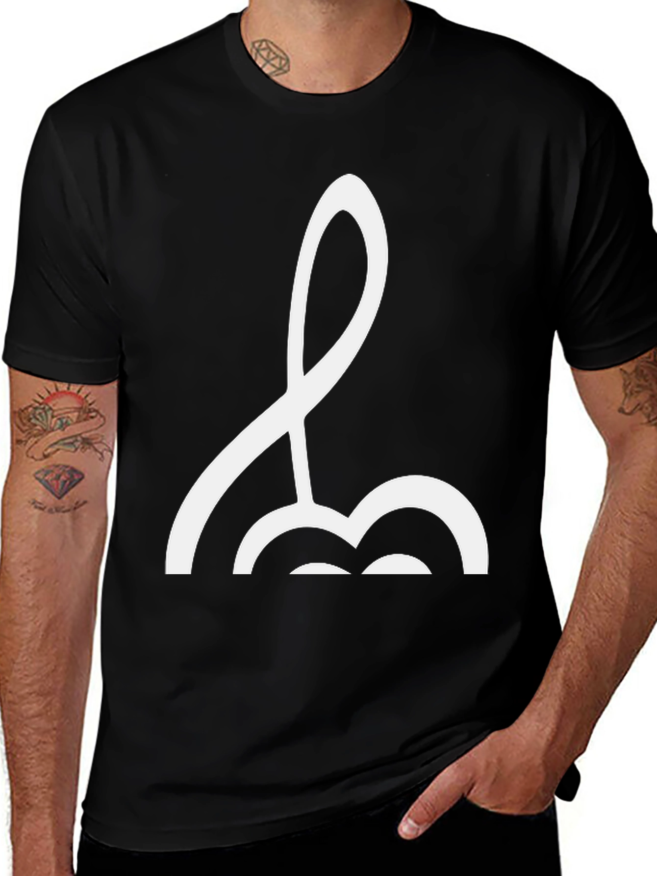 Abstract White Symbol Black T-Shirt