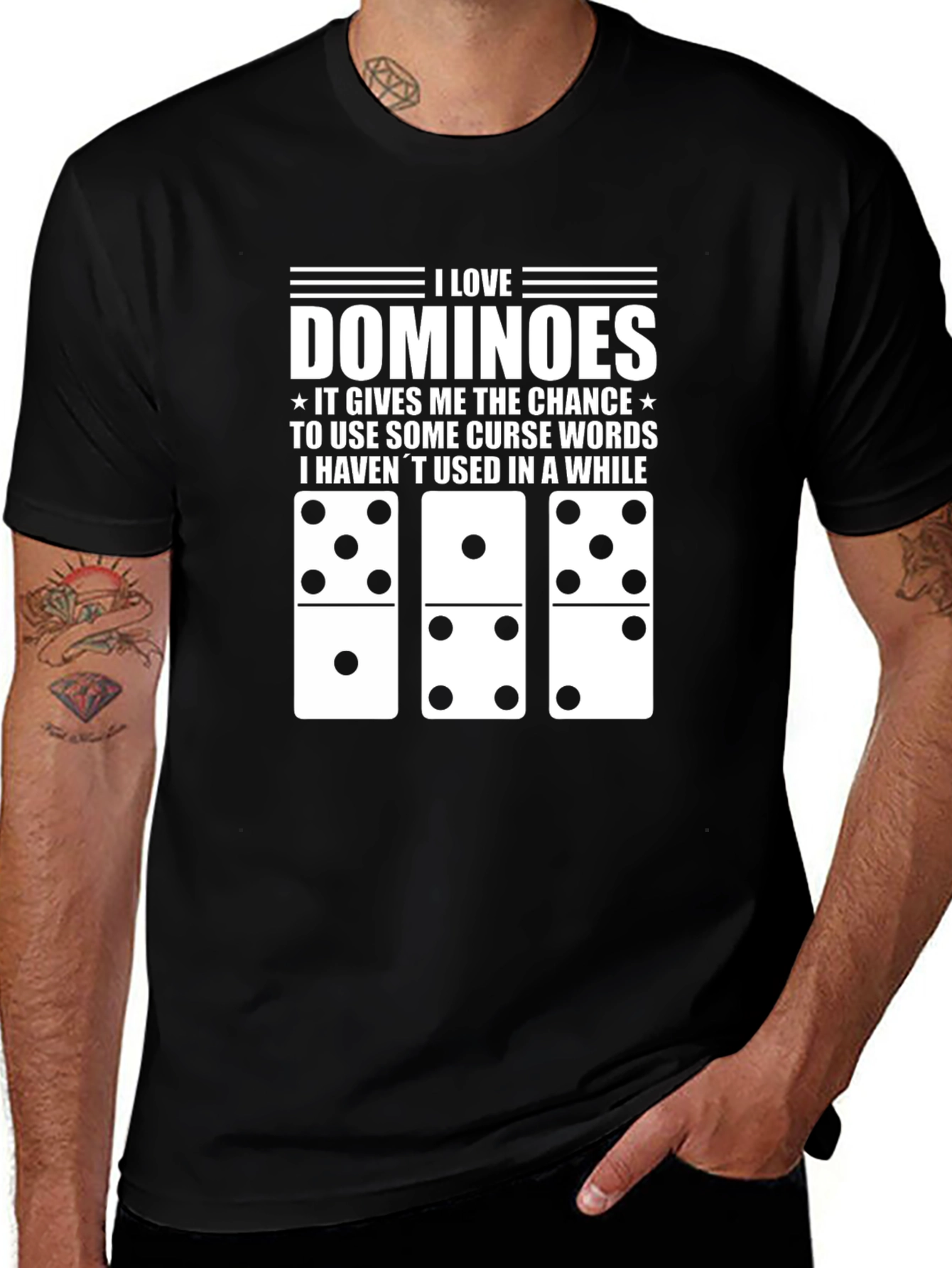 Variant 16 of I Love Dominoes Black T-Shirt Funny Curse Word Tee