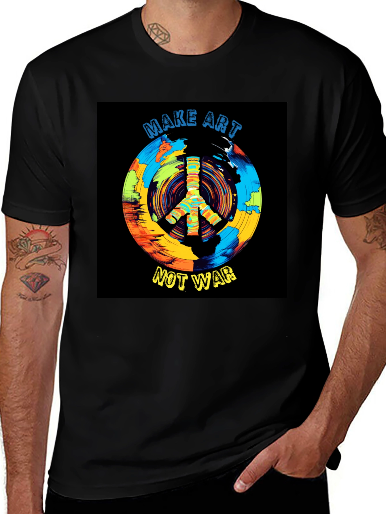 Variant 16 of Make Art Not War T-Shirt Peace Symbol