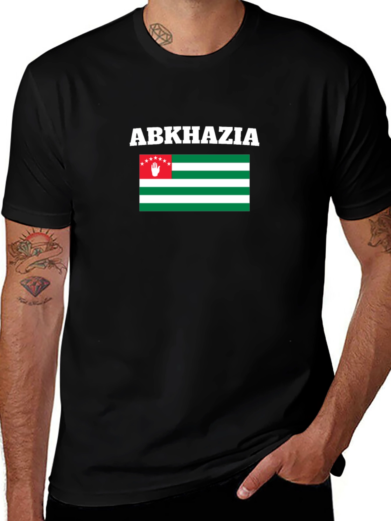 Abkhazia Flag T-Shirt - Black Cotton Tee