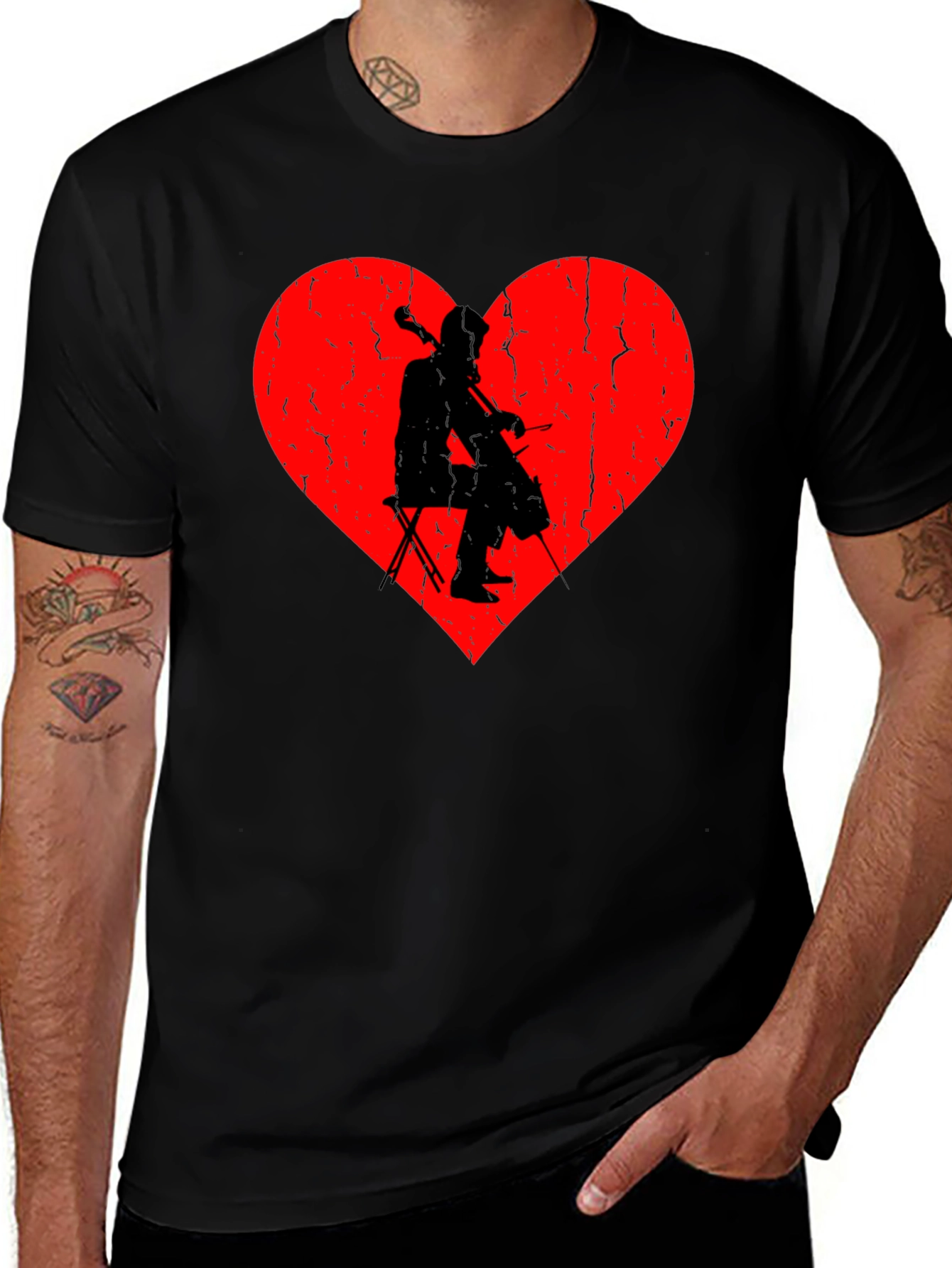 Variant 8 of Musician Heart Graphic Tee - Black