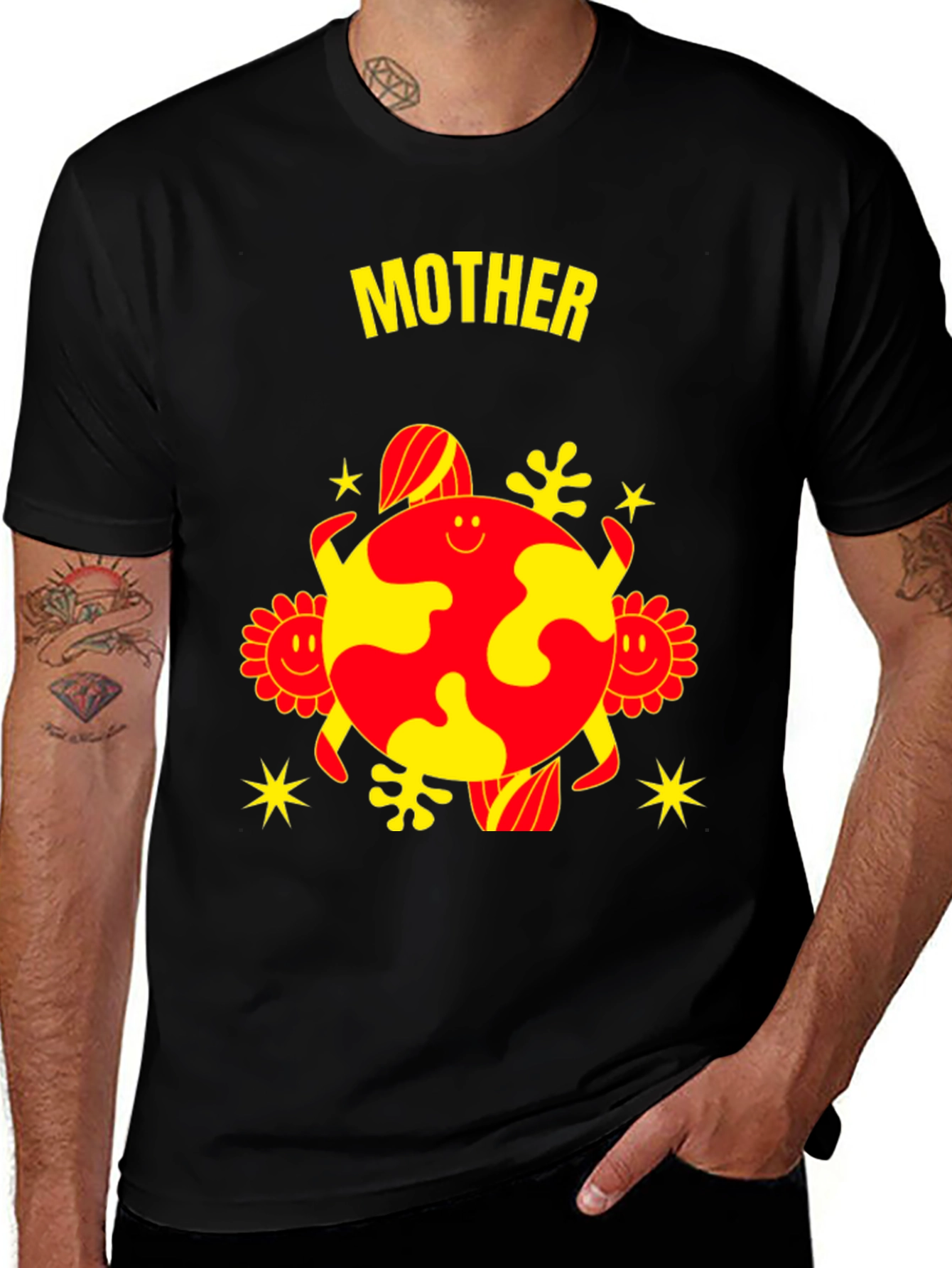 Variant 4 of Mother Earth Graphic Tee - Black Cotton Blend