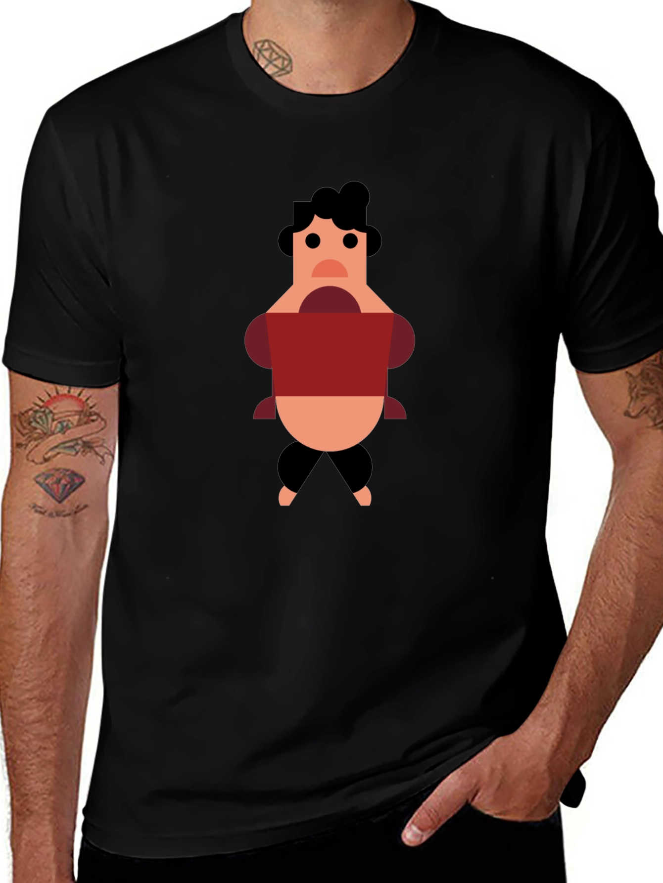 Variant 24 of Cartoon Person Black T-Shirt