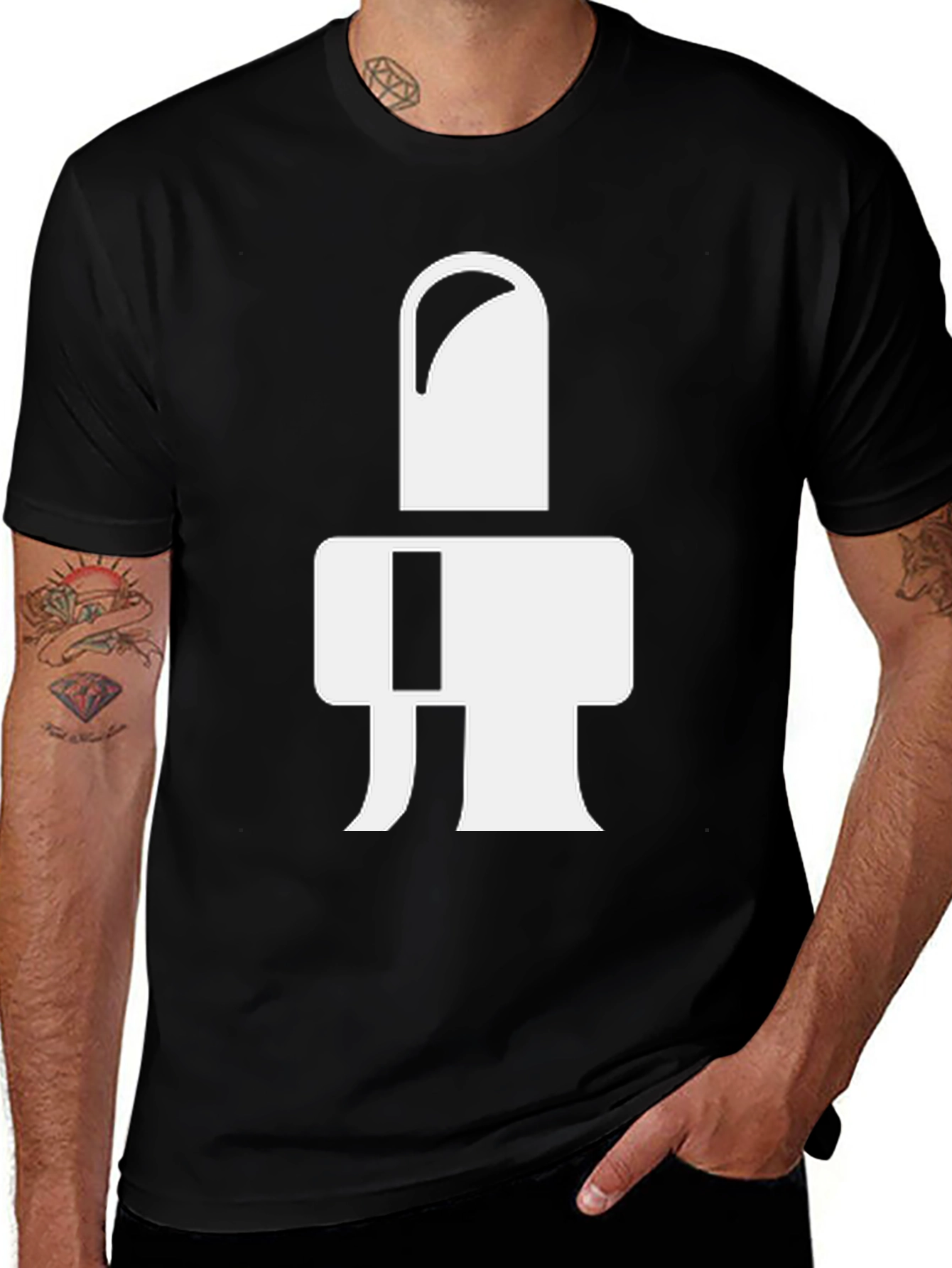 Variant 18 of Modern Graphic Tee - Abstract White Design on Black