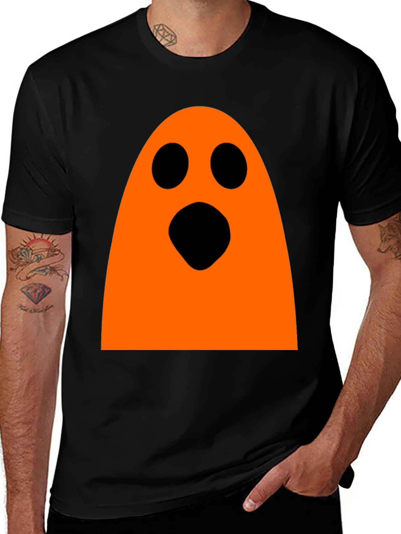 Variant 11 of Halloween Ghost Graphic Tee - Black