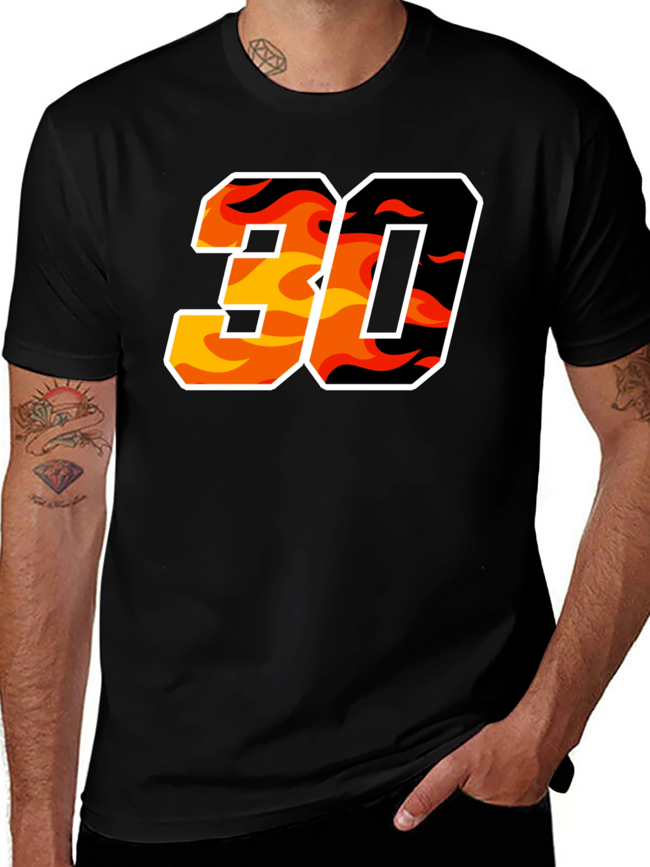 Variant 27 of Fiery 30 Graphic Tee - Black Cotton T-Shirt