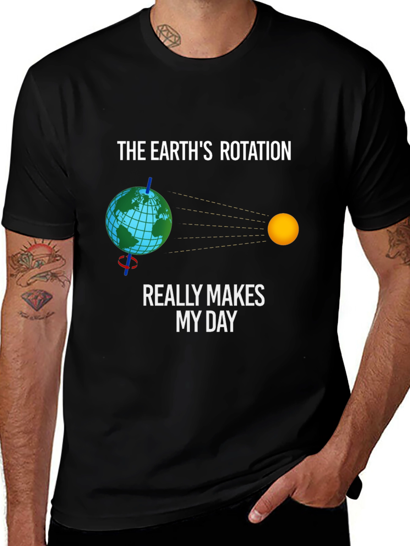 Variant 2 of Earth Rotation Graphic Tee - Science Humor T-Shirt
