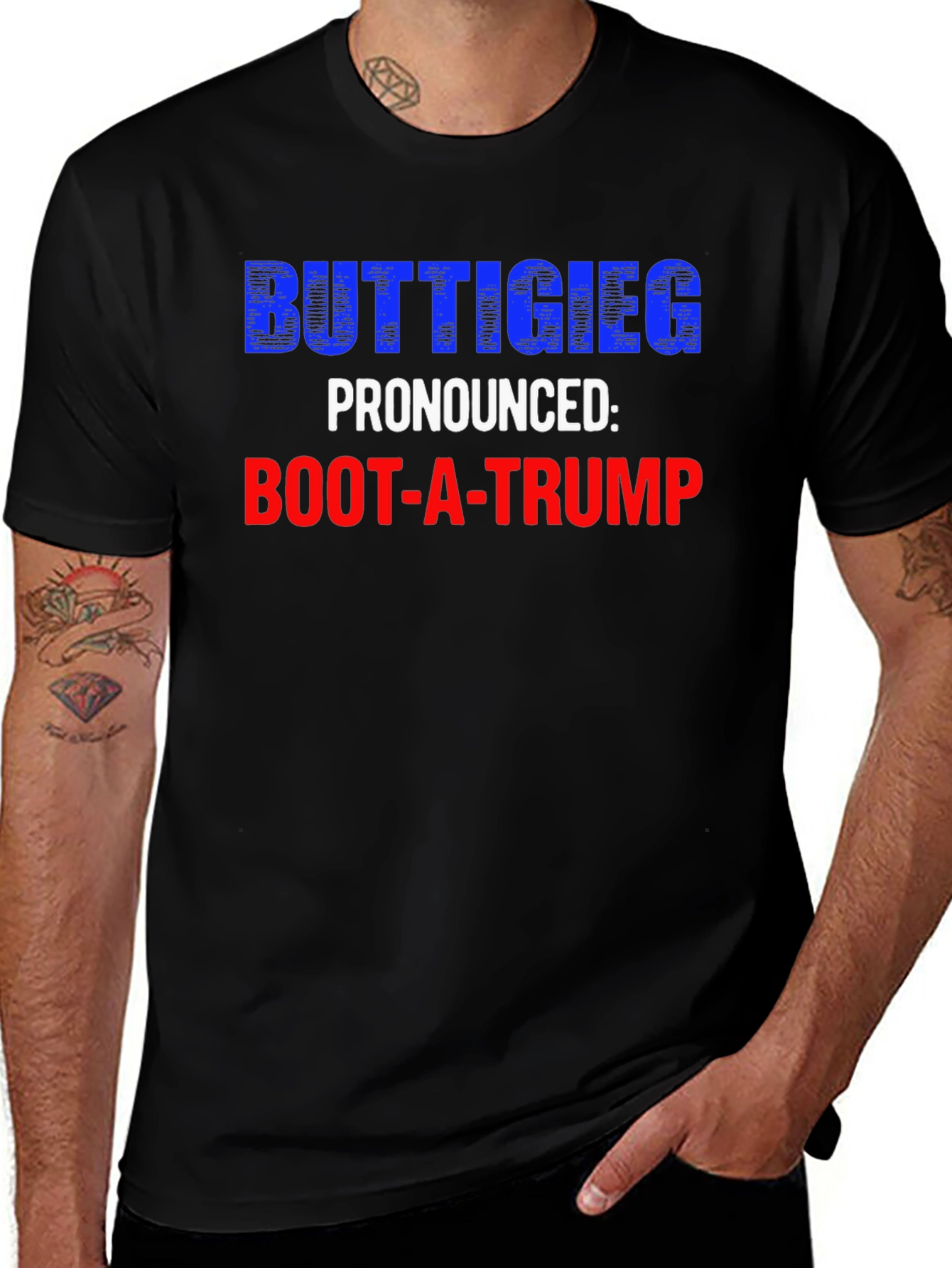 Variant 9 of Buttigieg 'Boot-A-Trump' Graphic T-Shirt