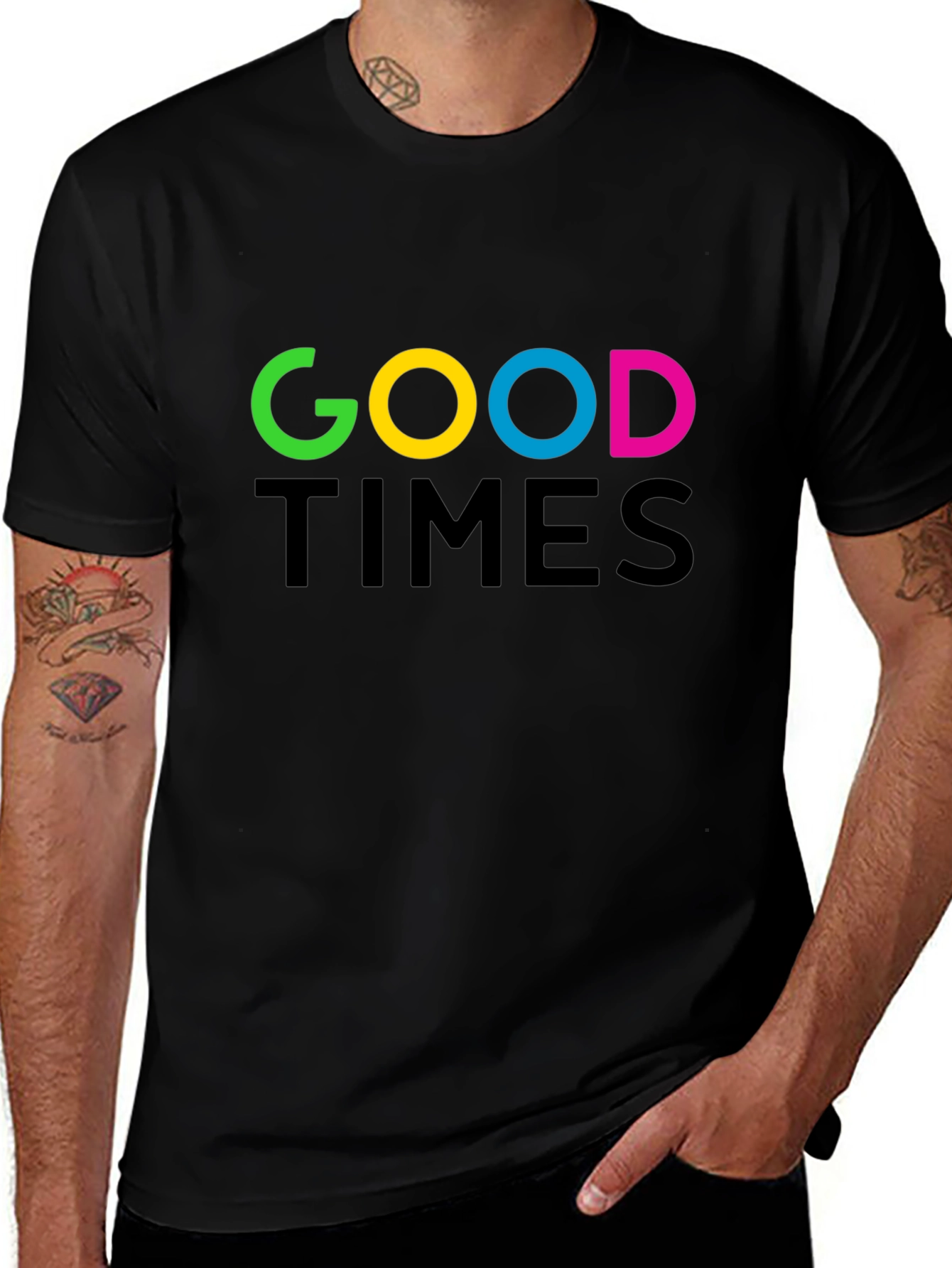 Variant 26 of Good Times Graphic T-Shirt - Black Crew Neck Tee