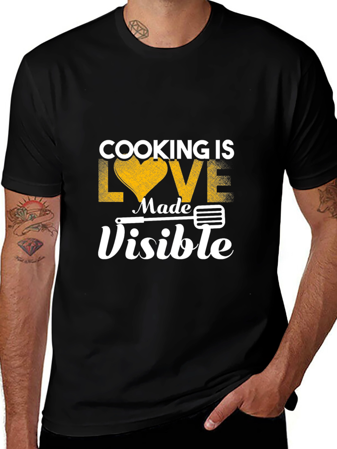 Variant 18 of Cooking is Love Visible Black T-Shirt