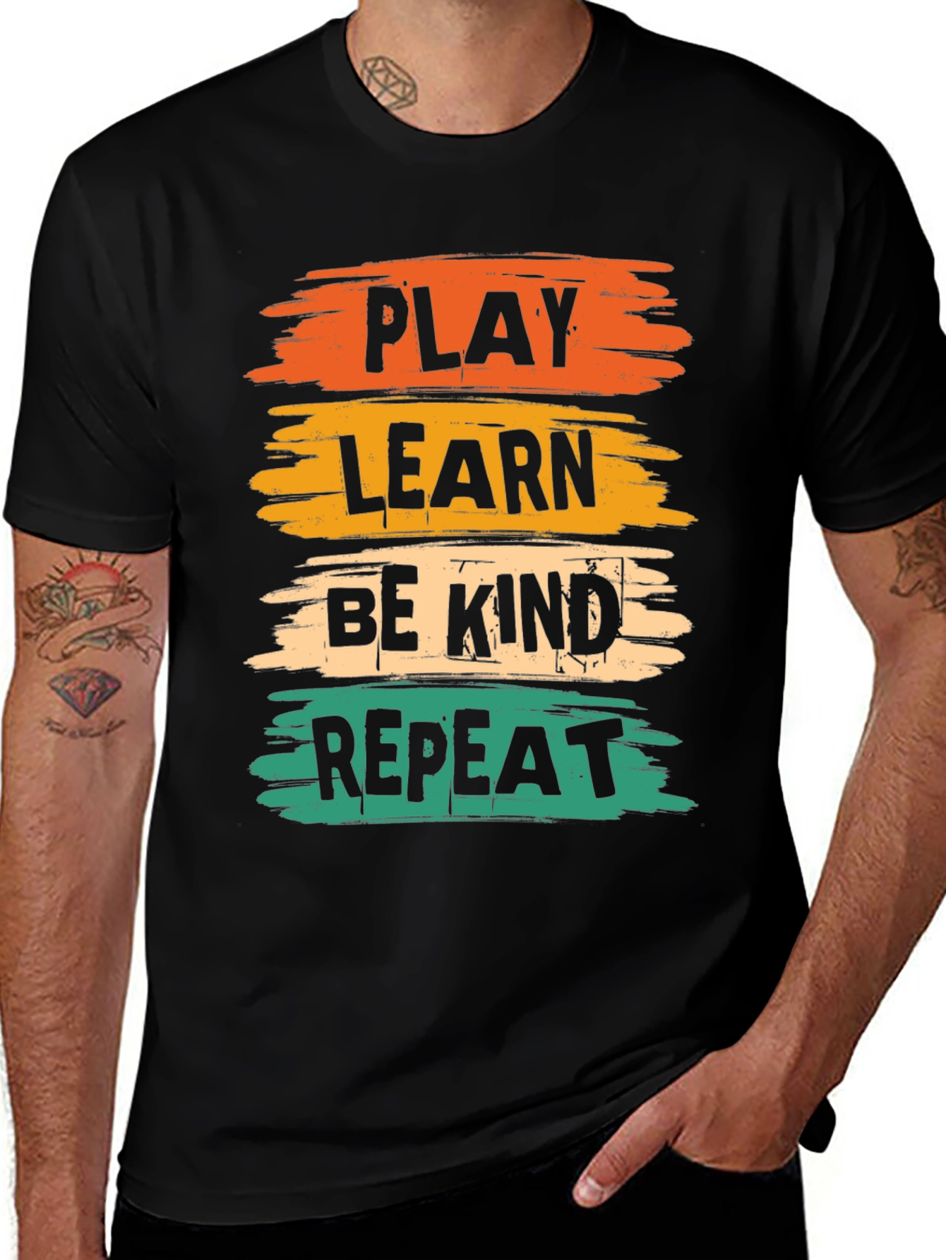 Variant 14 of Play Learn Be Kind Repeat Graphic Tee