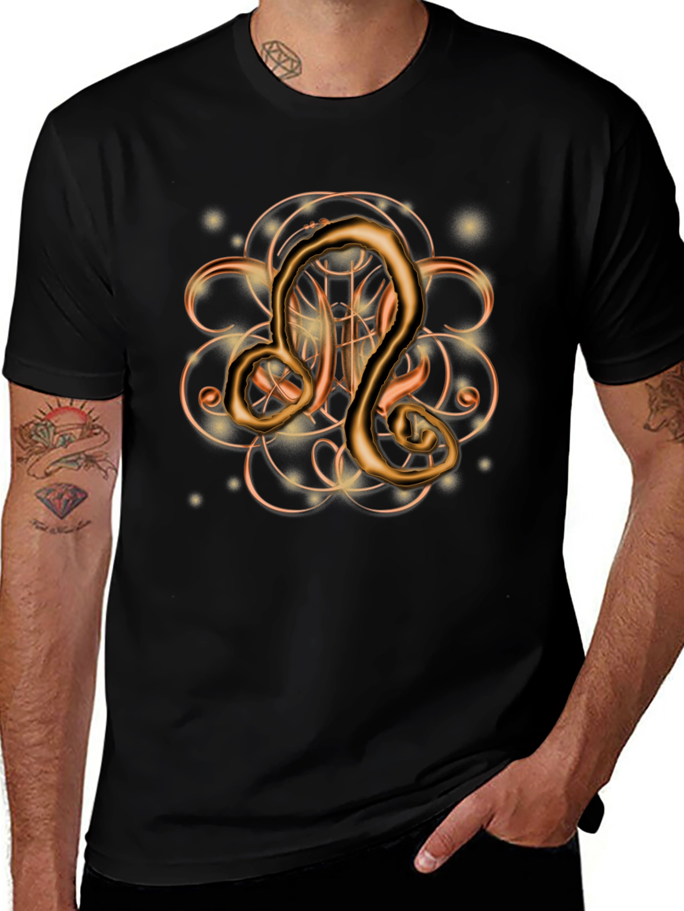 Leo Zodiac Black T-Shirt - Men's Graphic Tee