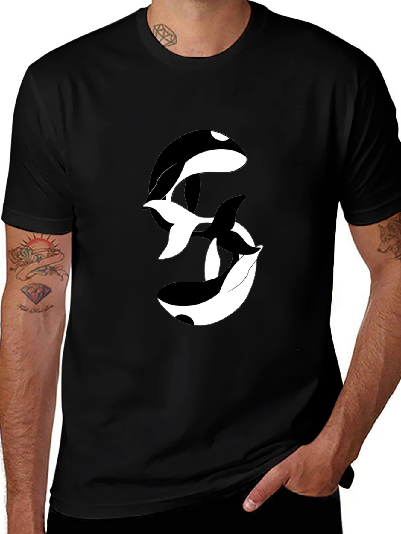 Variant 13 of Orca Yin Yang Black Graphic Tee