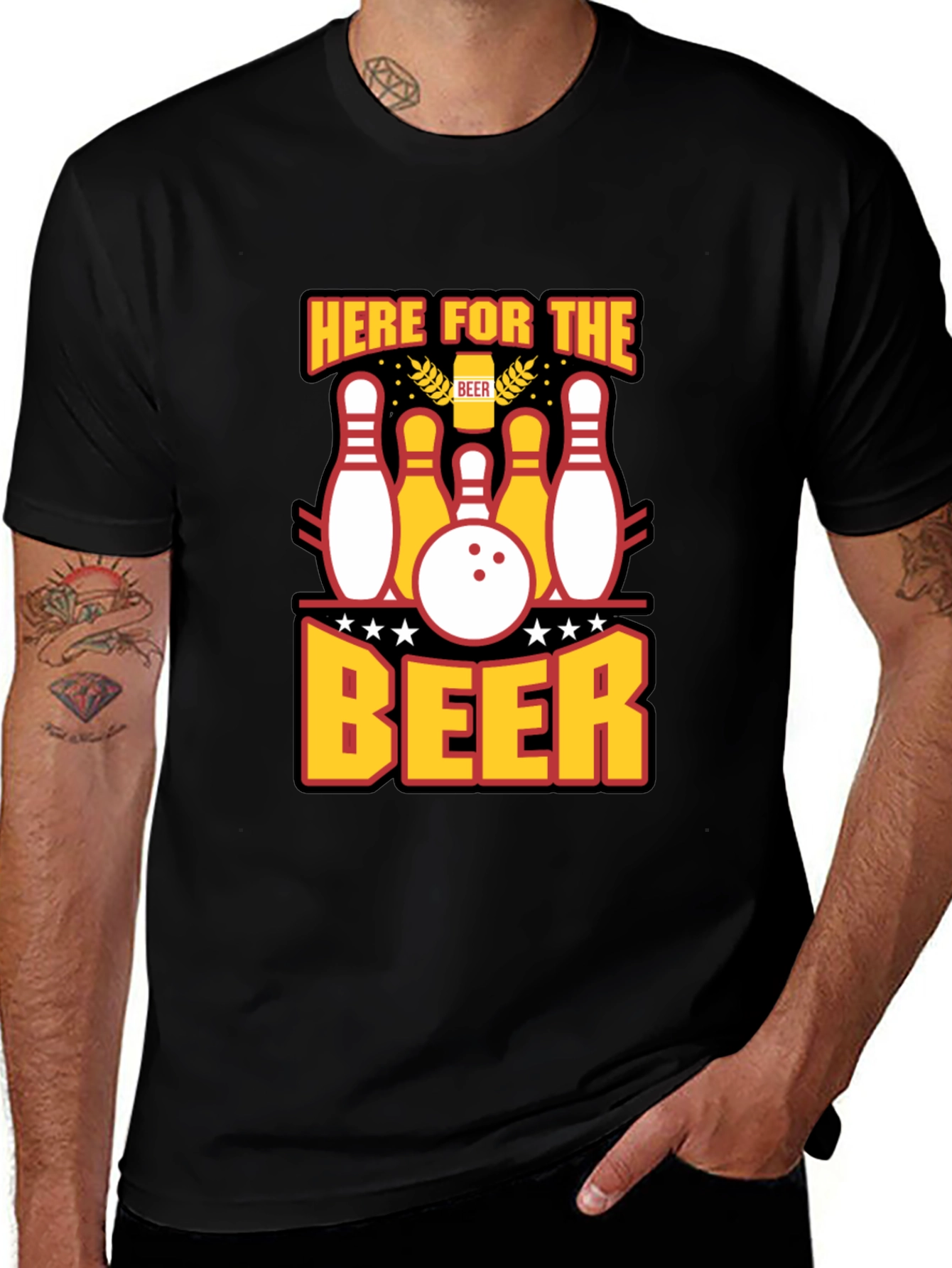 Variant 15 of Here for the Beer Bowling T-Shirt