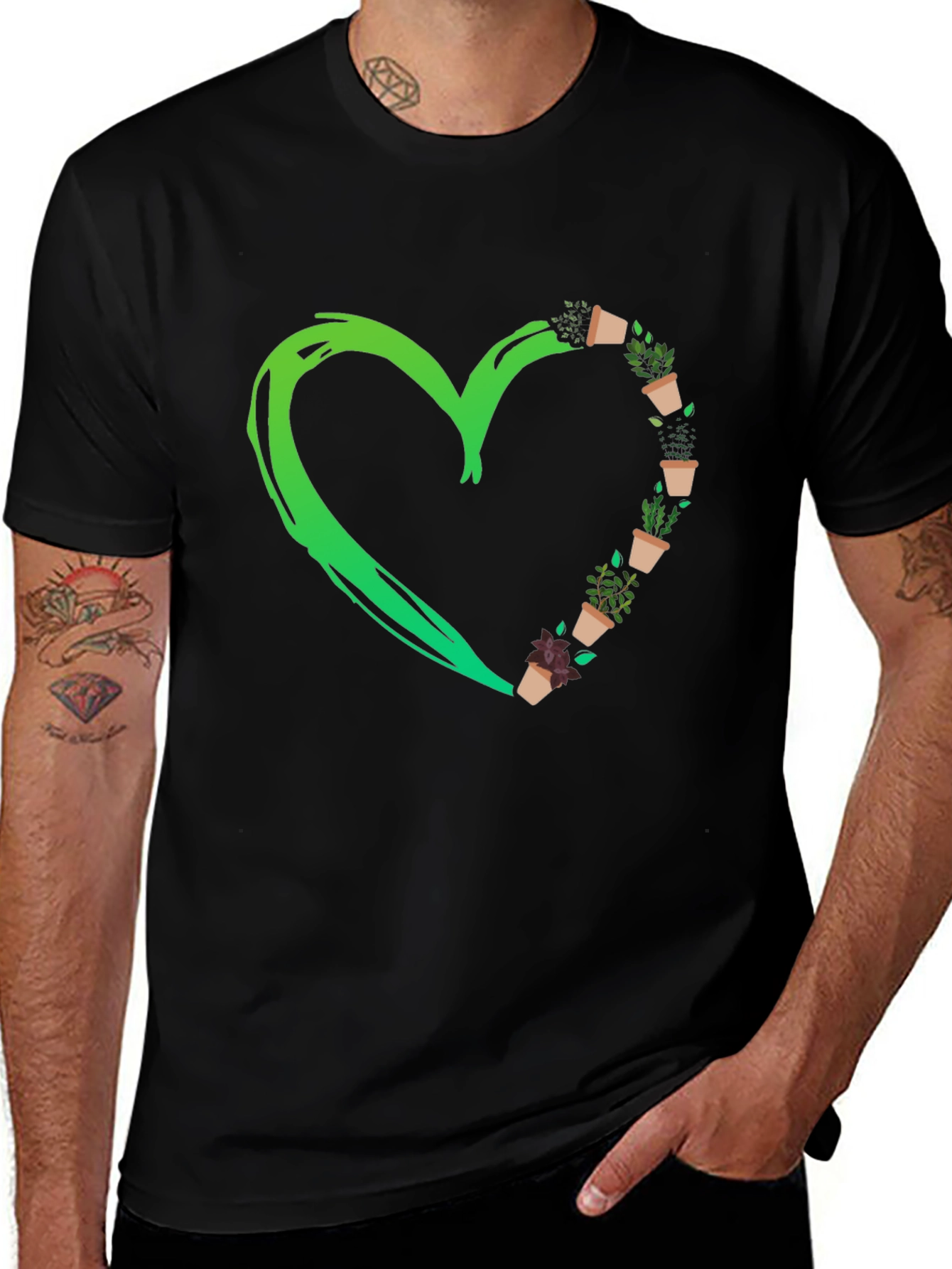 Variant 6 of Green Heart Plant Lover T-Shirt