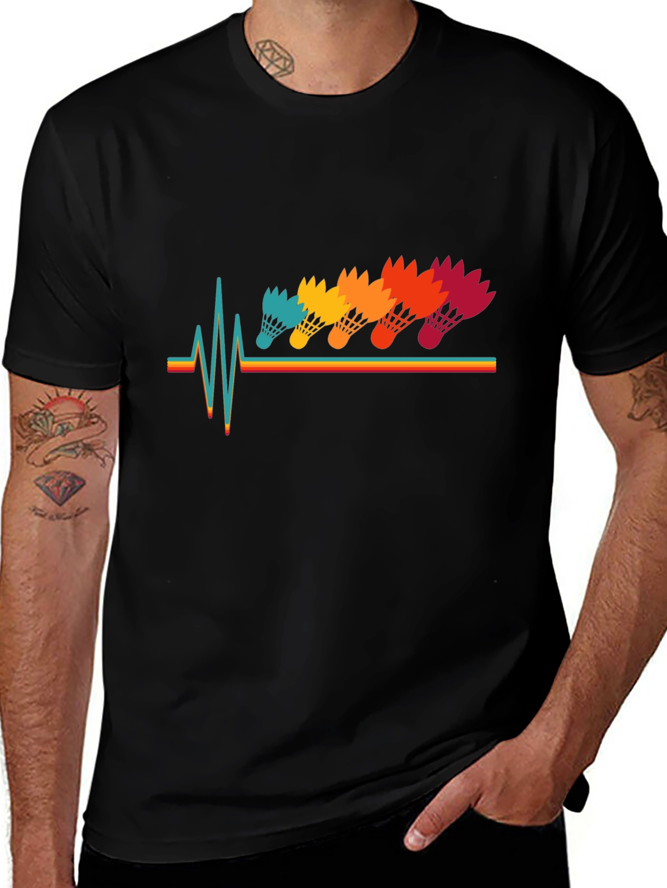 Variant 12 of Badminton Heartbeat T-Shirt - Unique Graphic Tee