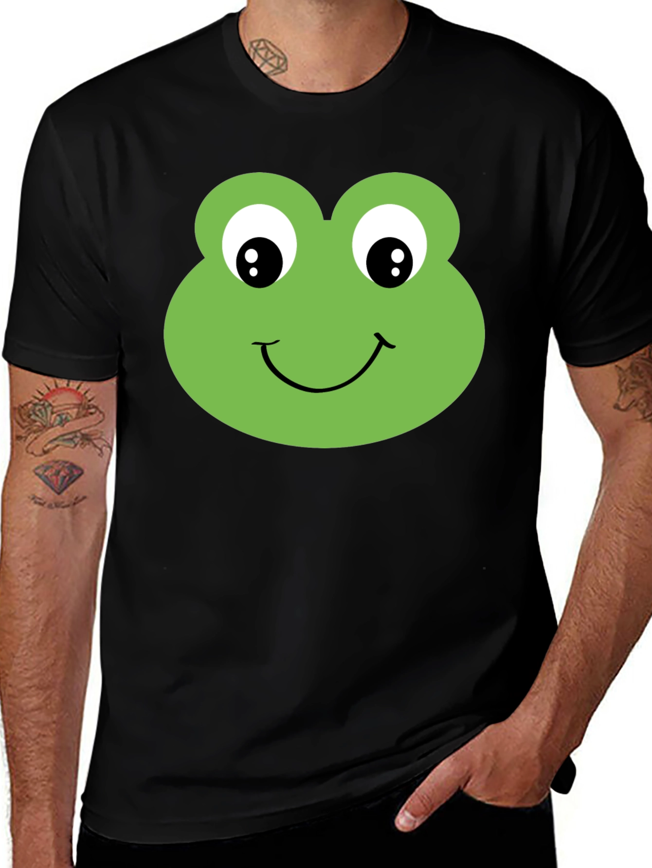 Variant 26 of Frog Face Graphic T-Shirt - Black