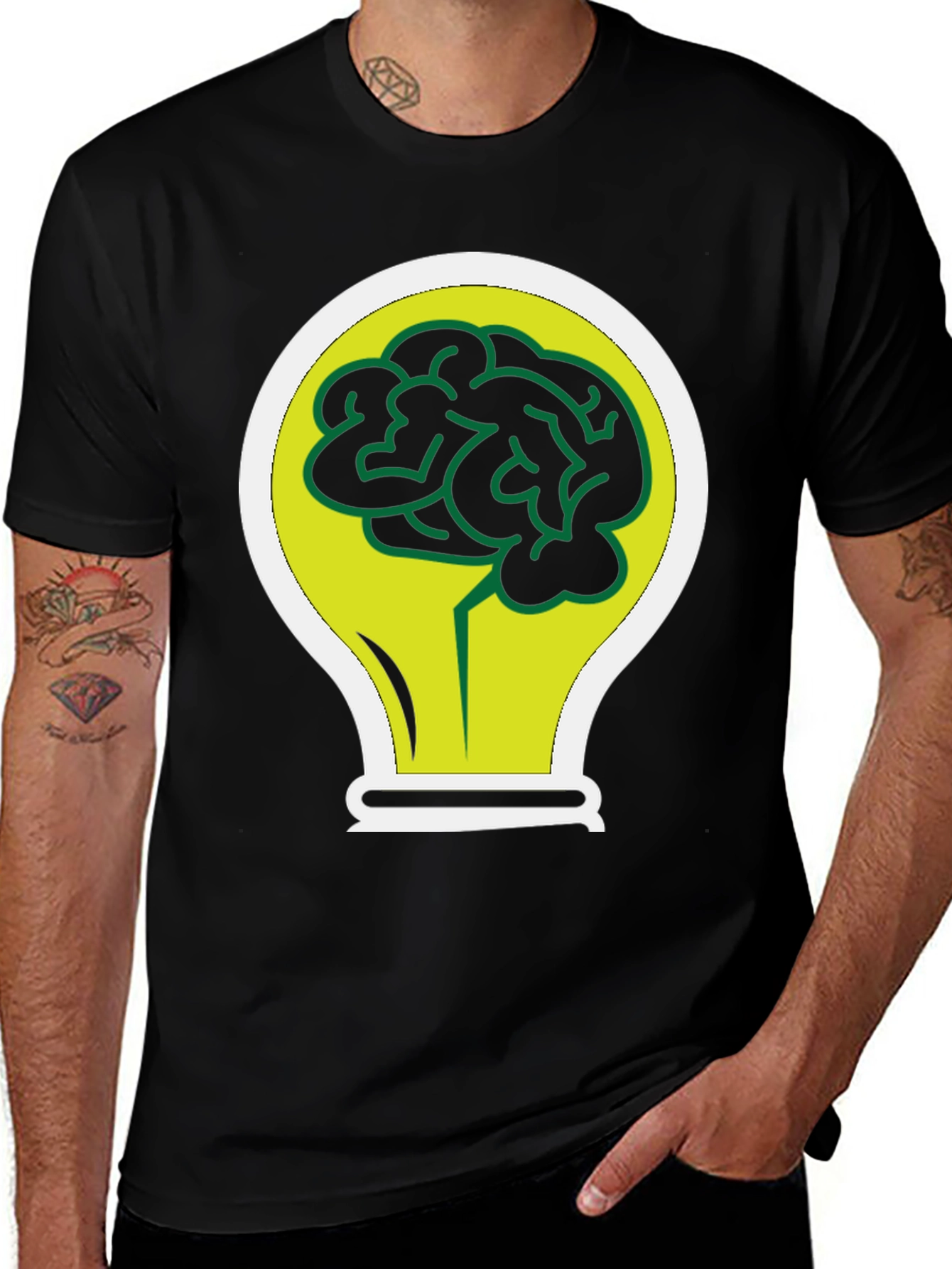 Variant 25 of Brain Bulb Black T-Shirt - Idea Generation