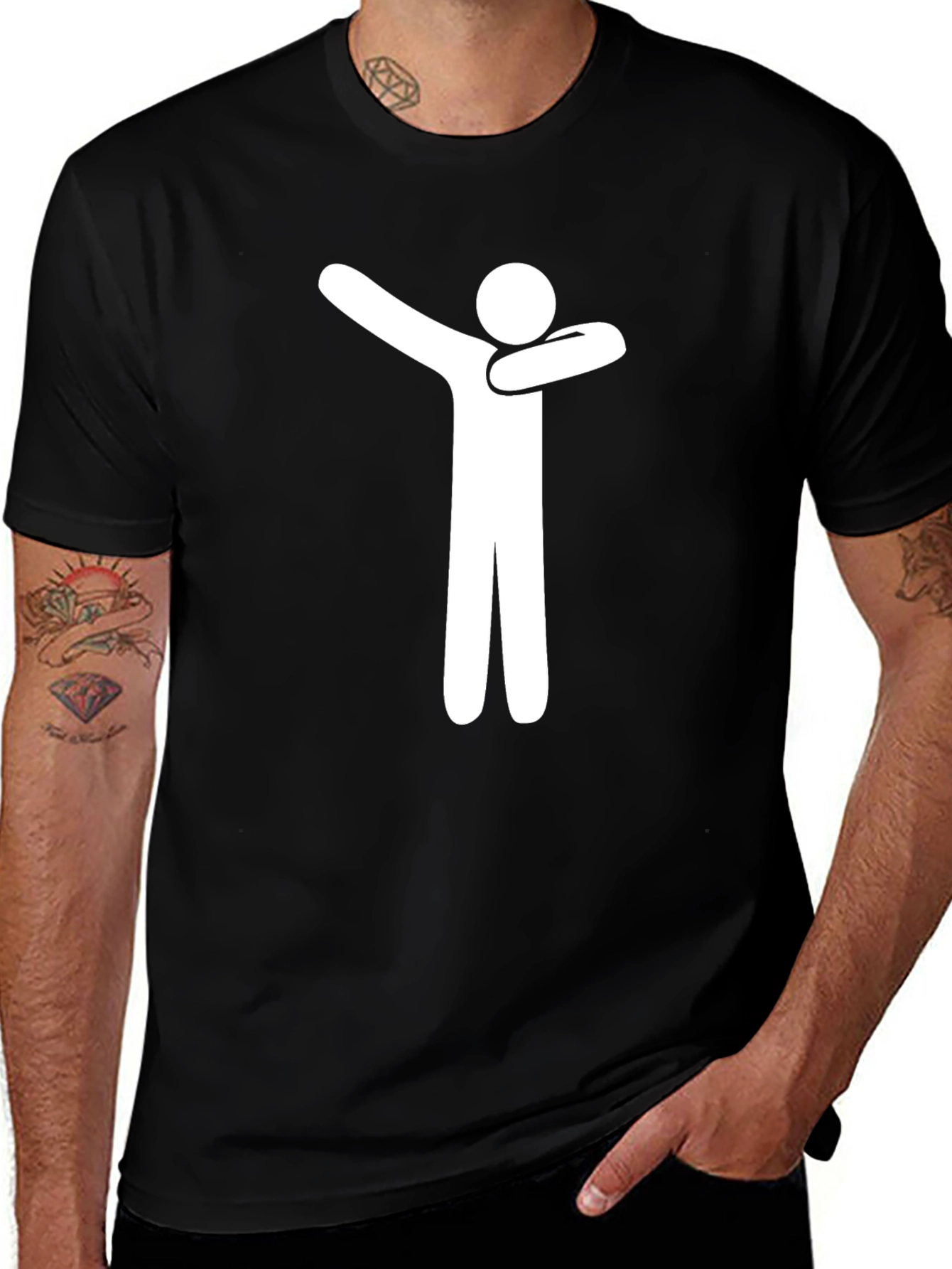 Variant 22 of Dabbing Stick Figure Graphic Tee - Cool Black T-Shirt