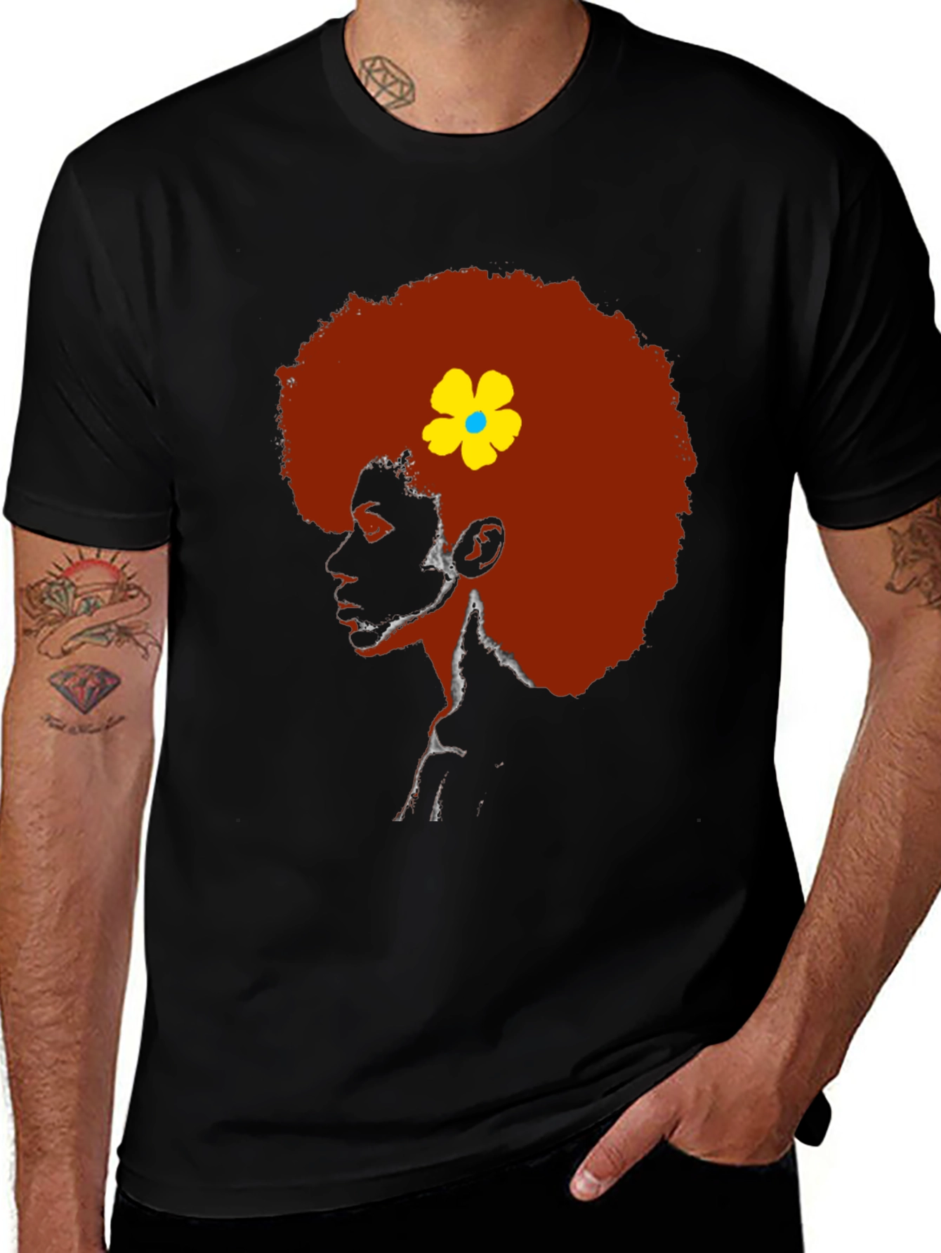 Afro Flower Power Graphic T-Shirt