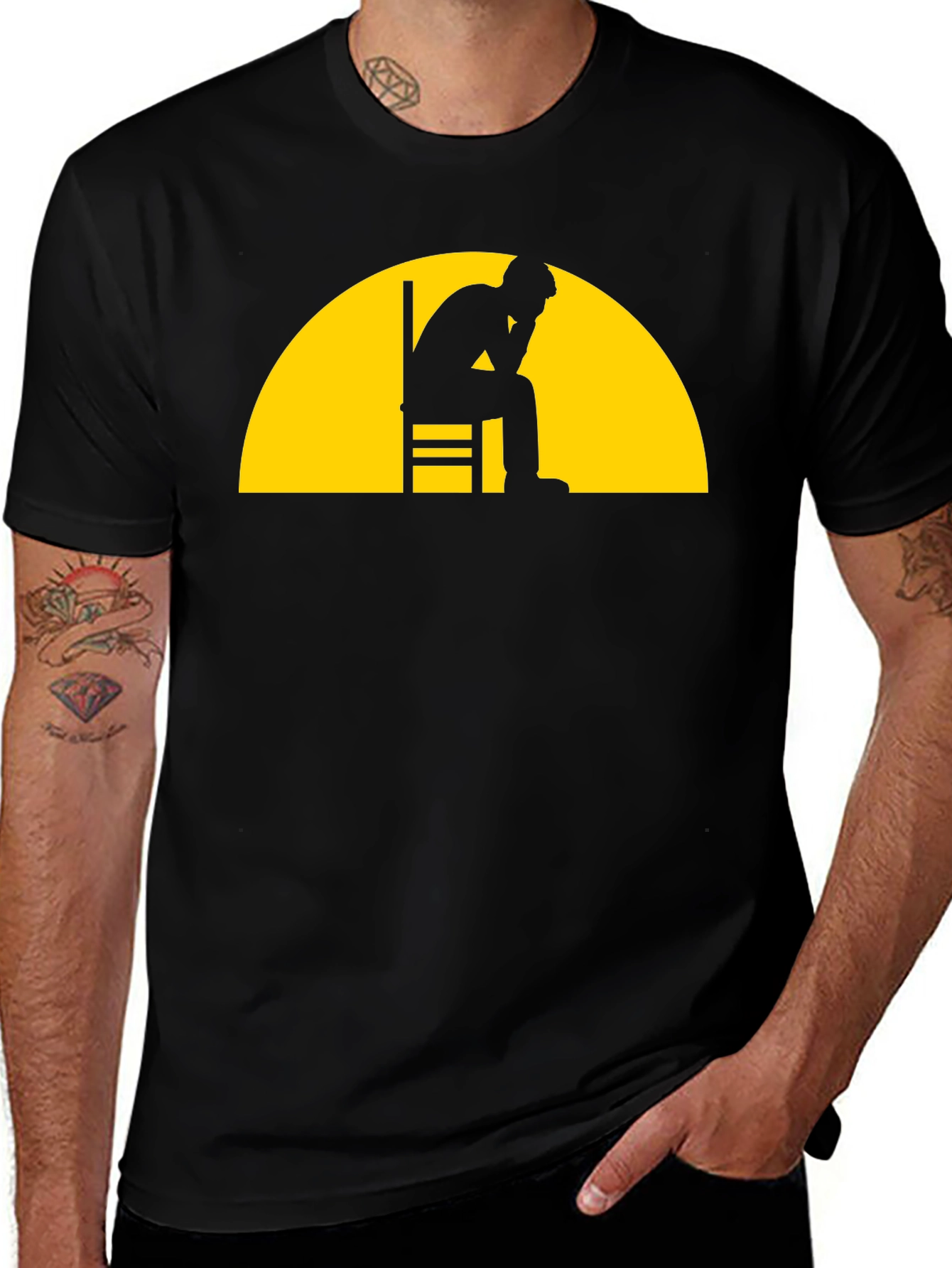 Variant 9 of Contemplative Silhouette Graphic T-Shirt