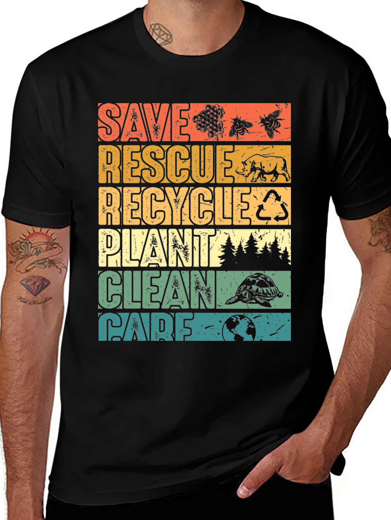 Variant 18 of Eco-Friendly Graphic Tee - Save, Rescue, Recycle Design