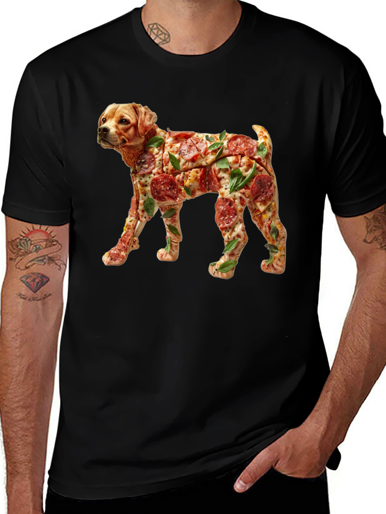 Variant 12 of Pizza Dog Graphic T-Shirt - Unique Novelty Tee