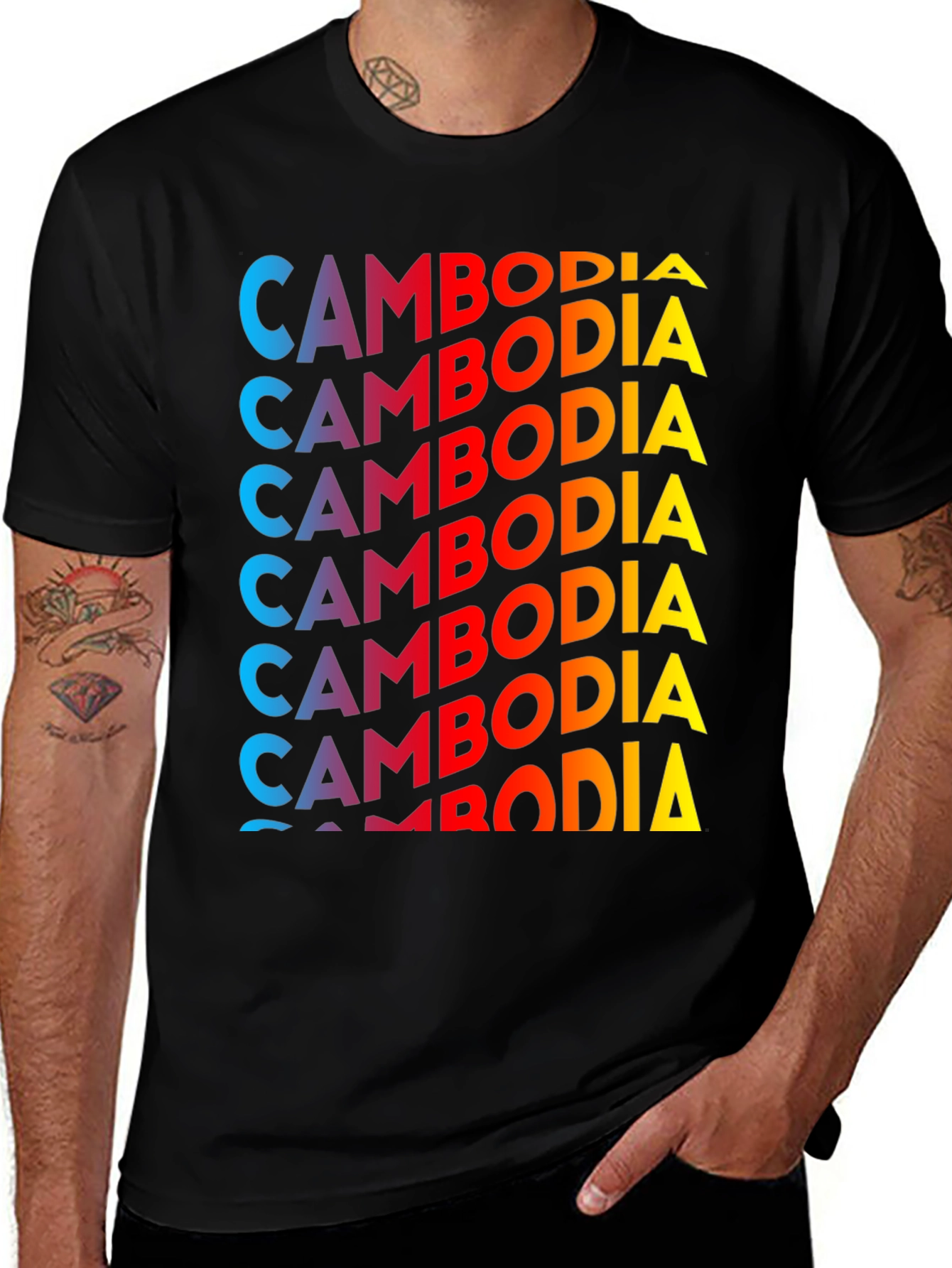 Cambodia Graphic Print T-Shirt - Black
