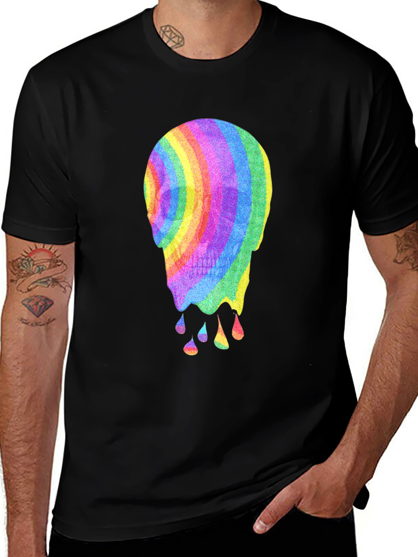 Variant 12 of Rainbow Melting Skull Graphic Tee